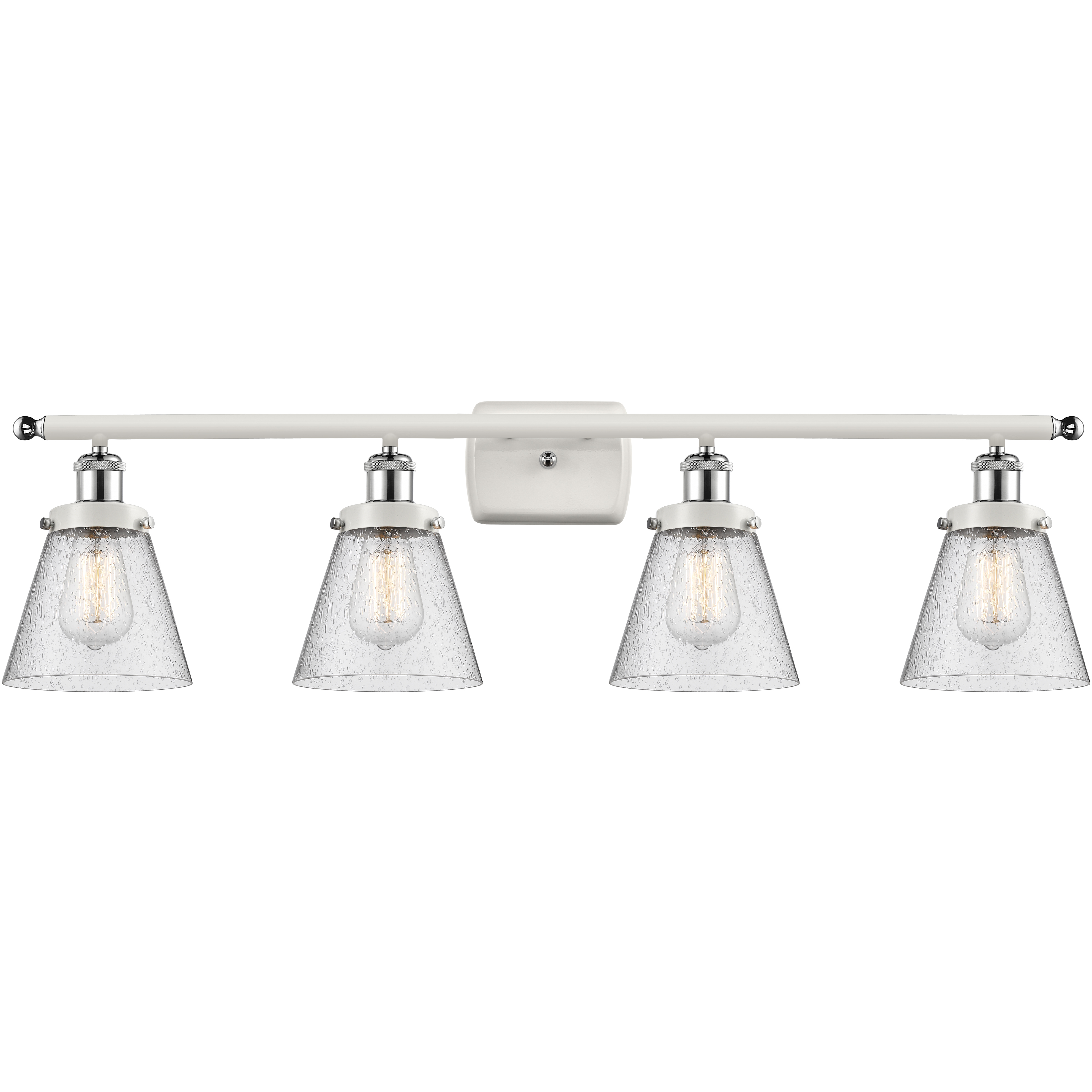 Ballston Small Cone LED 36 inch White and Polished Chrome Bath Vanity Light Wall Light in Seedy Glass