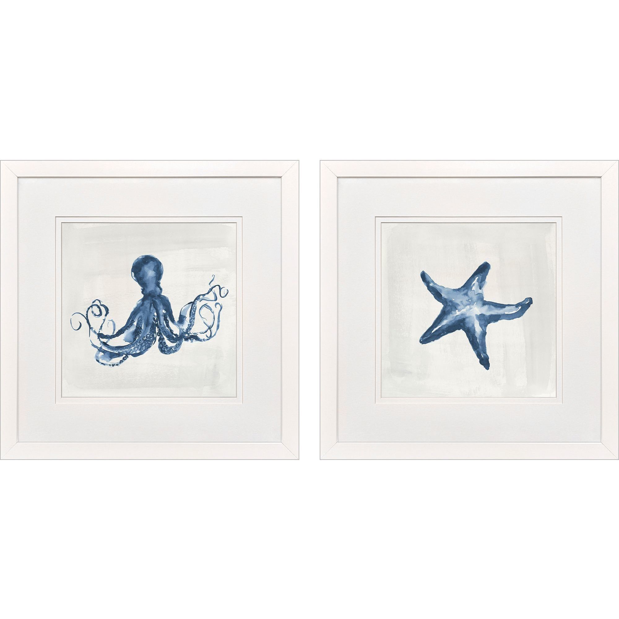 Indigo Sealife Blue and Gray and White and Multi Framed Art, Propac