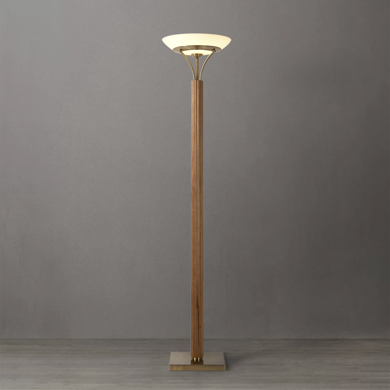 Tambo 70.9 inch 9 watt Natural Ash and Weathered Brass Torchiere Floor Lamp Portable Light