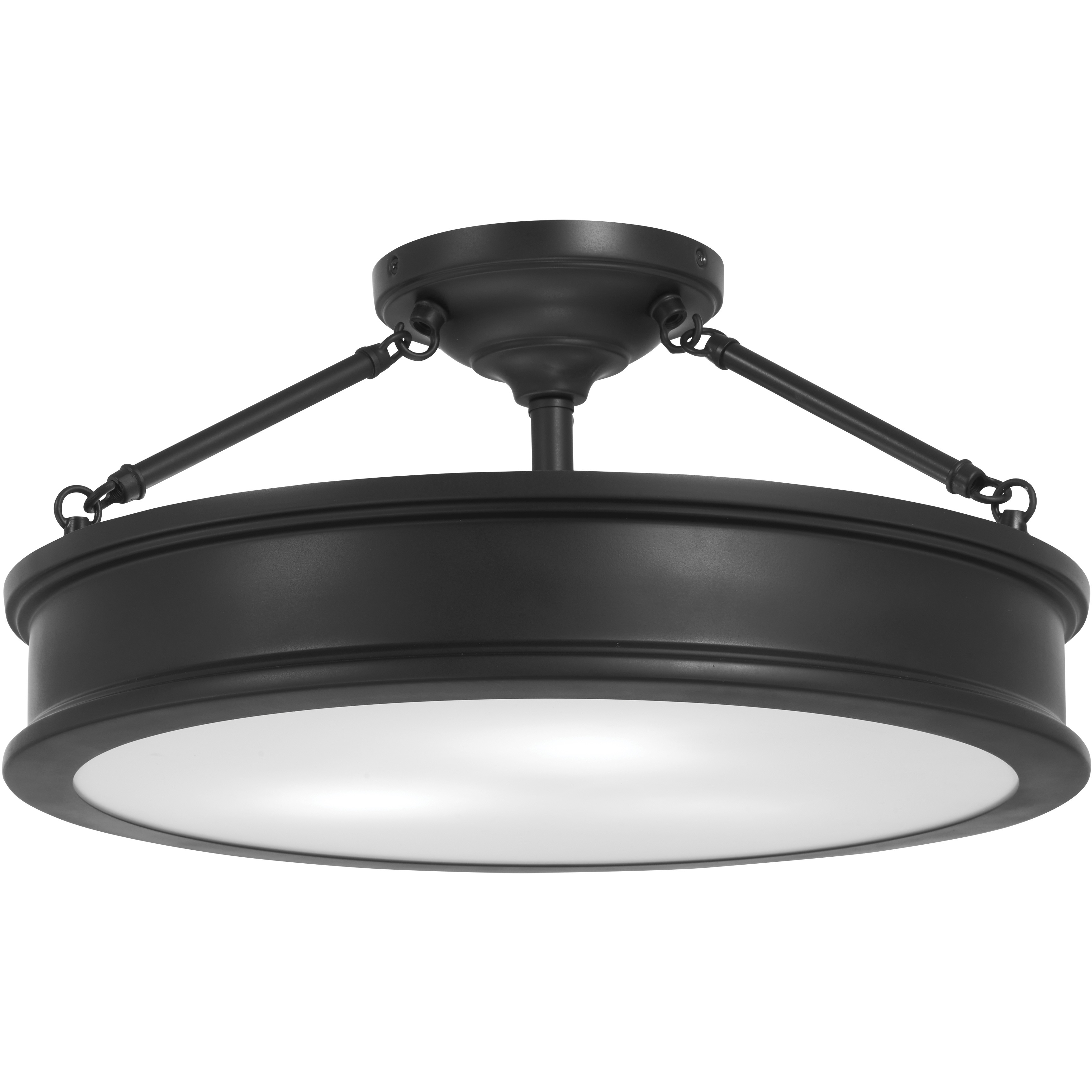 Harbour Point 3 Light 19 inch Coal Semi Flush Ceiling Light, Large