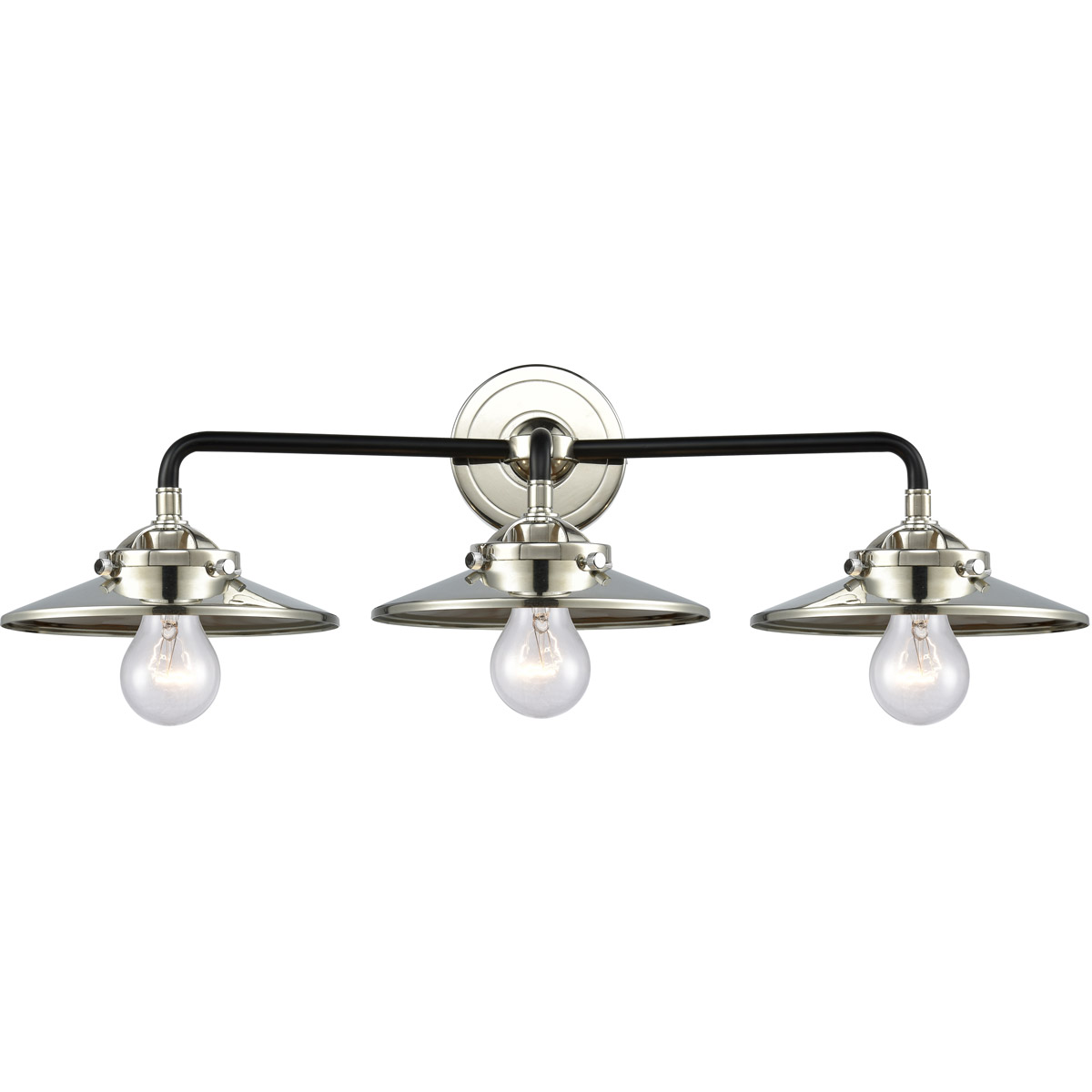 Nouveau Railroad 3 Light 26 inch Black Polished Nickel Bath Vanity Light Wall Light, Nouveau