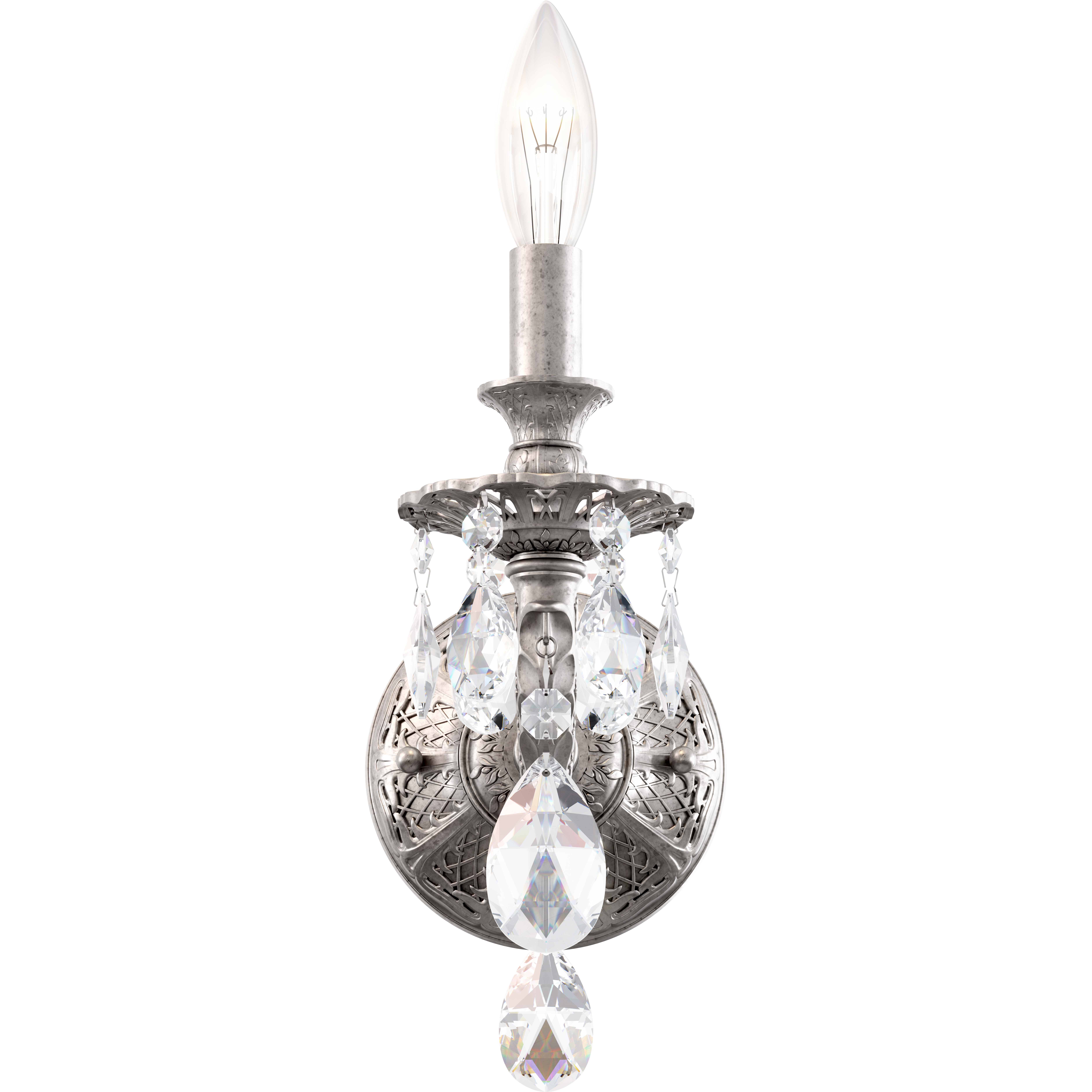 Milano 1 Light 7 inch Antique Silver Wall Sconce Wall Light in Heritage