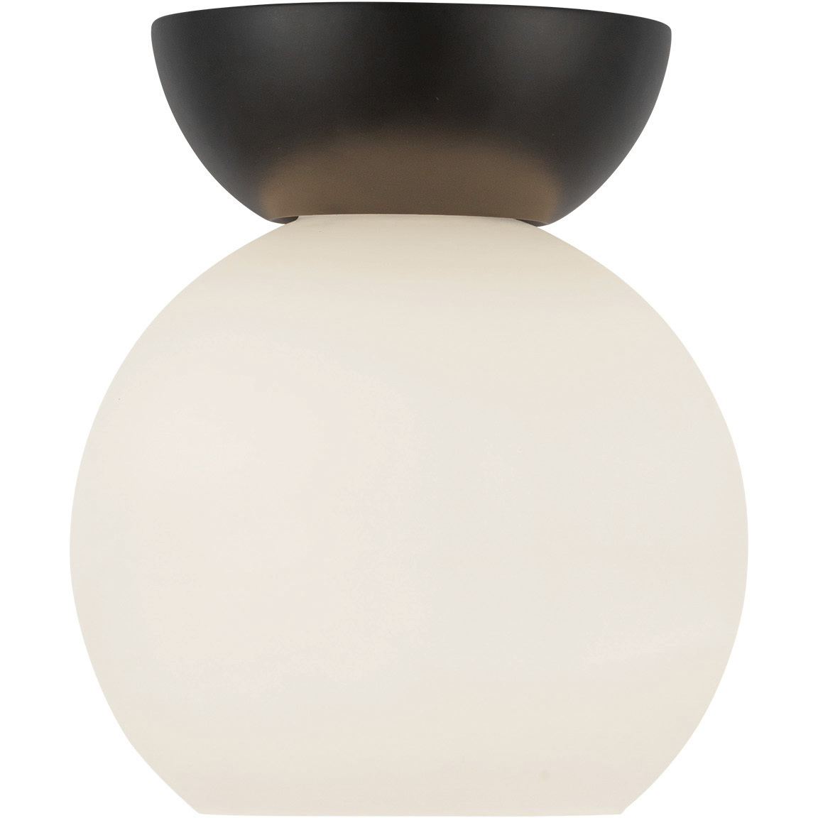 Arcadia 1 Light 6 inch Black Semi-Flush Mount Ceiling Light in Matte Opal Glass