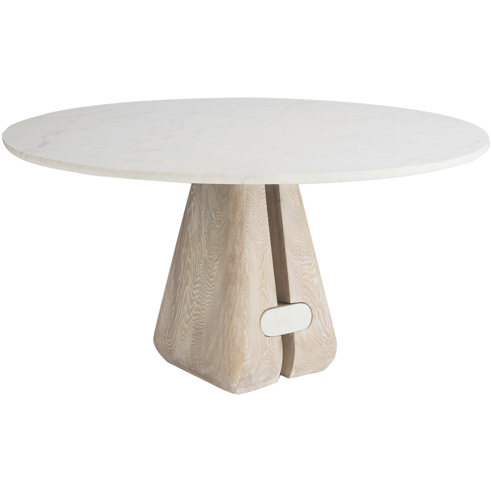 Melt 55 inch White Marble and Cerused Natural Dining Table, Large
