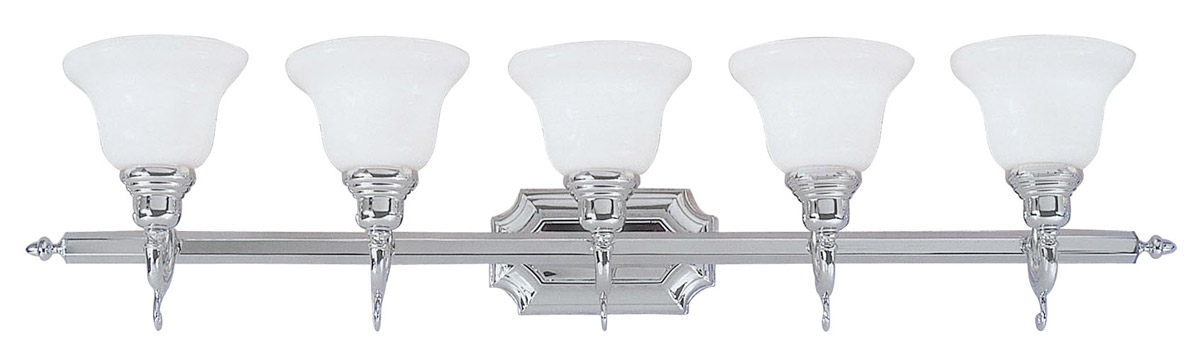 French Regency 5 Light 41 inch Polished Chrome Bath Vanity Wall Light
