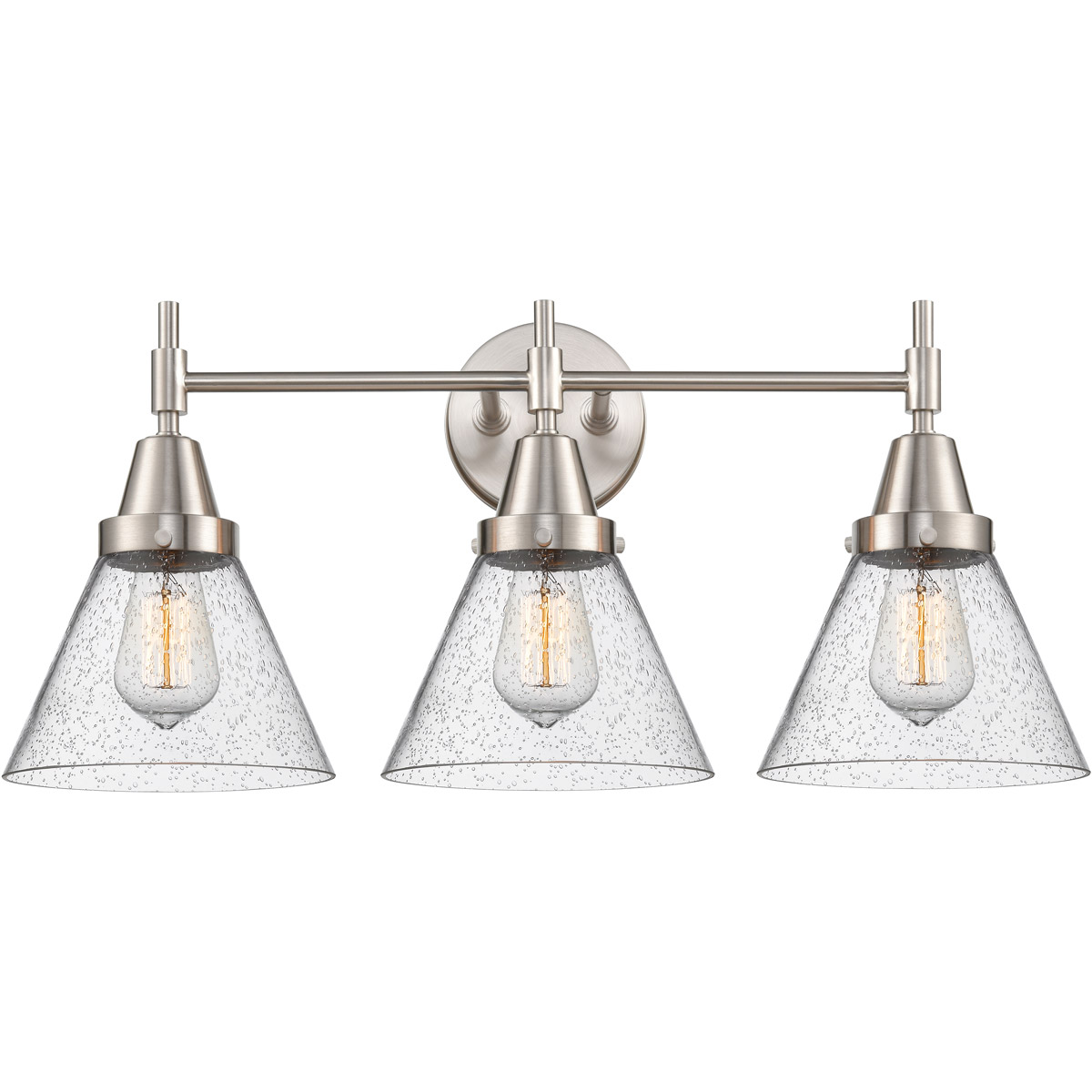 Caden LED 25.75 inch Satin Nickel Bath Vanity Light Wall Light in Seedy Glass