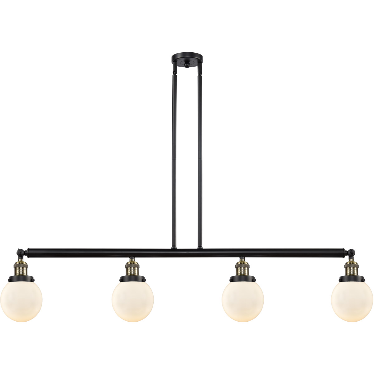 Franklin Restoration Beacon LED 50.63 inch Black Antique Brass Island Light Ceiling Light in Matte White Glass, Franklin Restoration