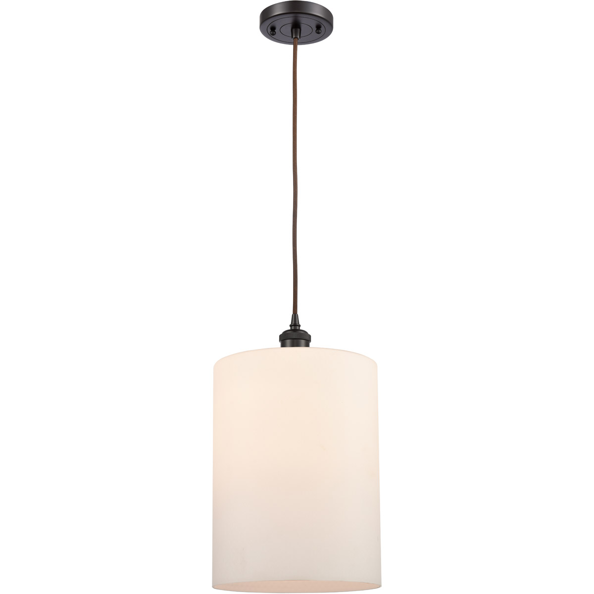 Ballston Large Cobbleskill LED 9 inch Oil Rubbed Bronze Mini Pendant Ceiling Light in Matte White Glass, Black Textured, Ballston