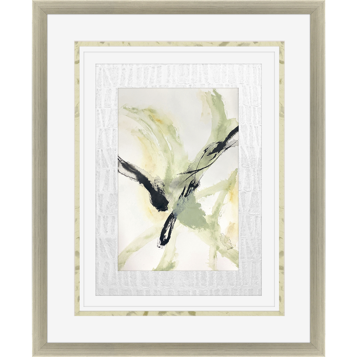 Petal Parade Green and Beige and Black and Yellow Framed Art, The Studio