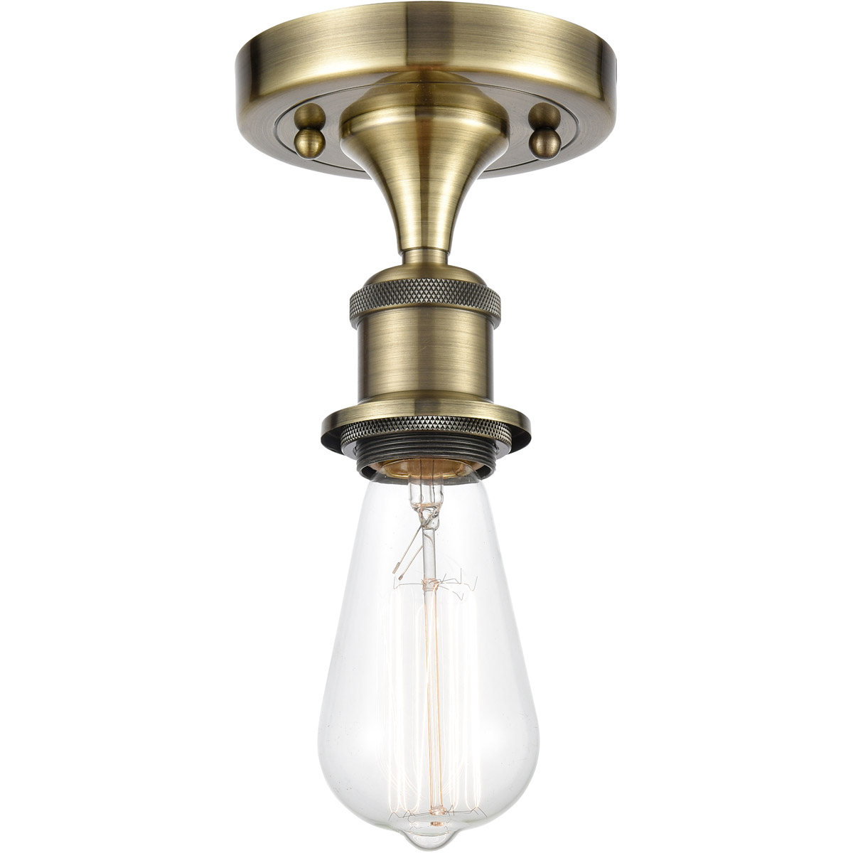 Ballston Bare Bulb 1 Light 5 inch Antique Brass Semi-Flush Mount Ceiling Light in Incandescent, No Shade, Ballston