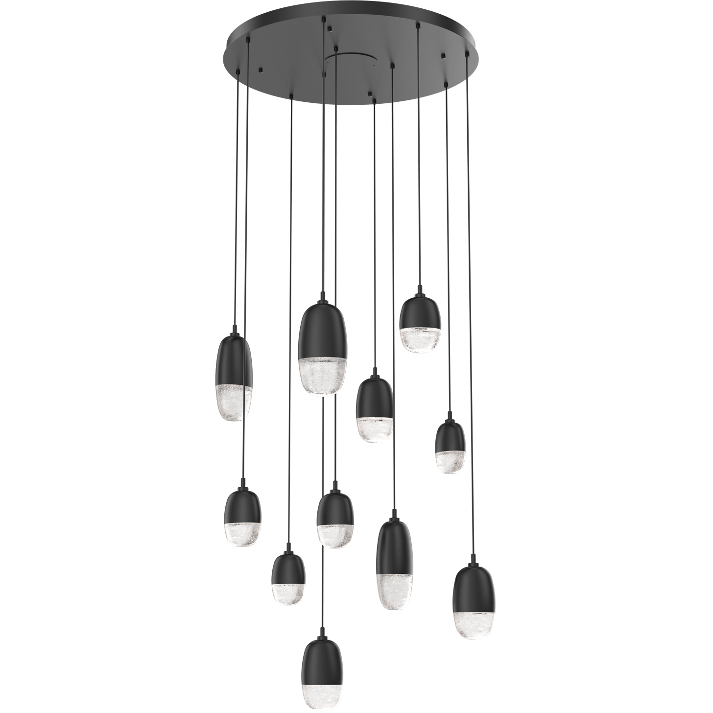 Pebble LED Matte Black Chandelier Ceiling Light, Multi-Port