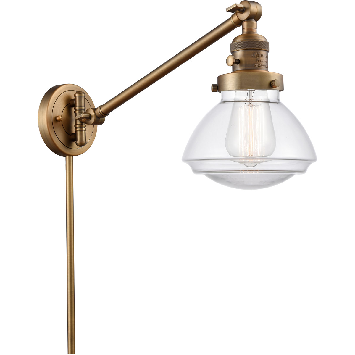Olean 18 inch 60.00 watt Brushed Brass Swing Arm Wall Light, Franklin Restoration