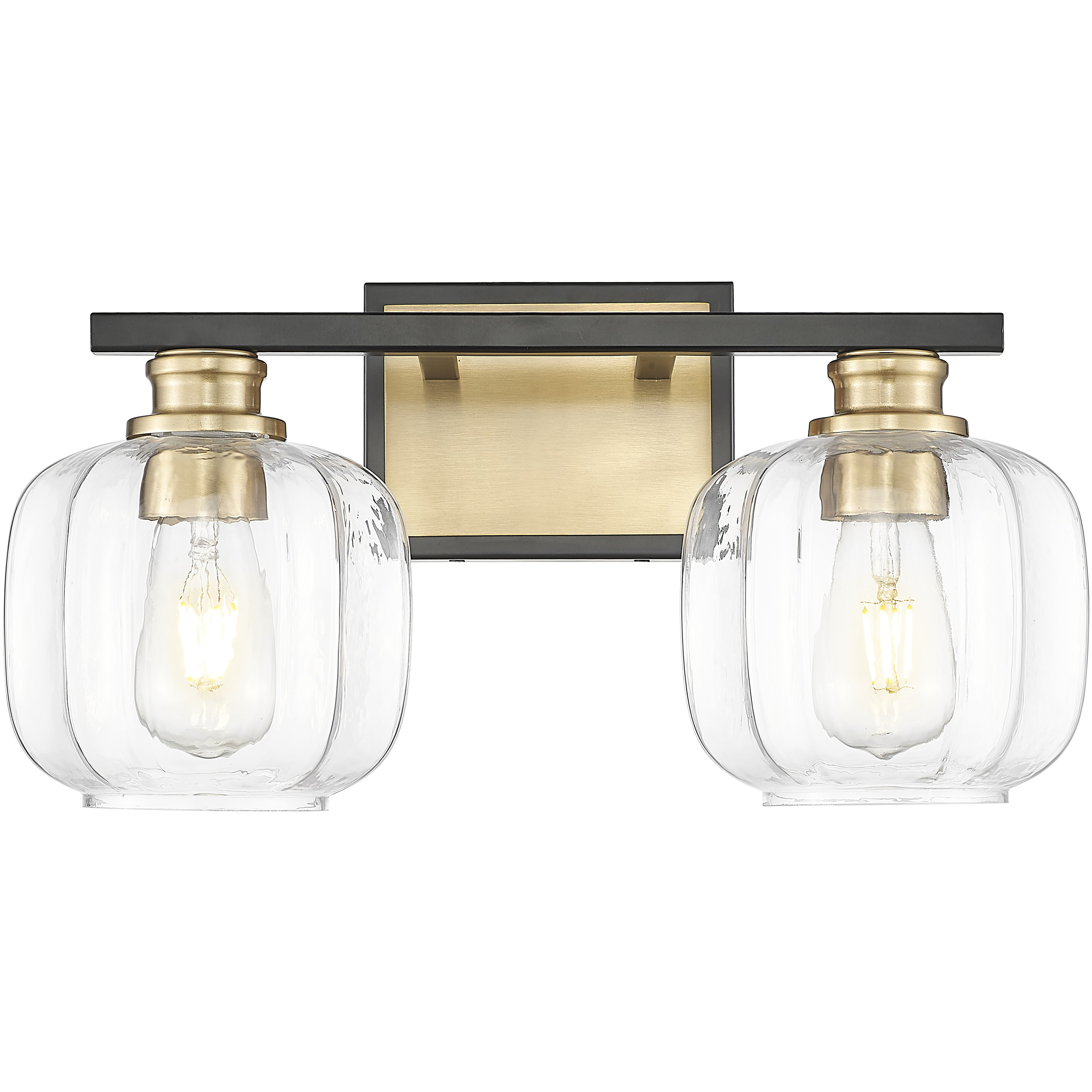 Oxley 2 Light 17.5 inch Matte Black and Brass Vanity Wall Light