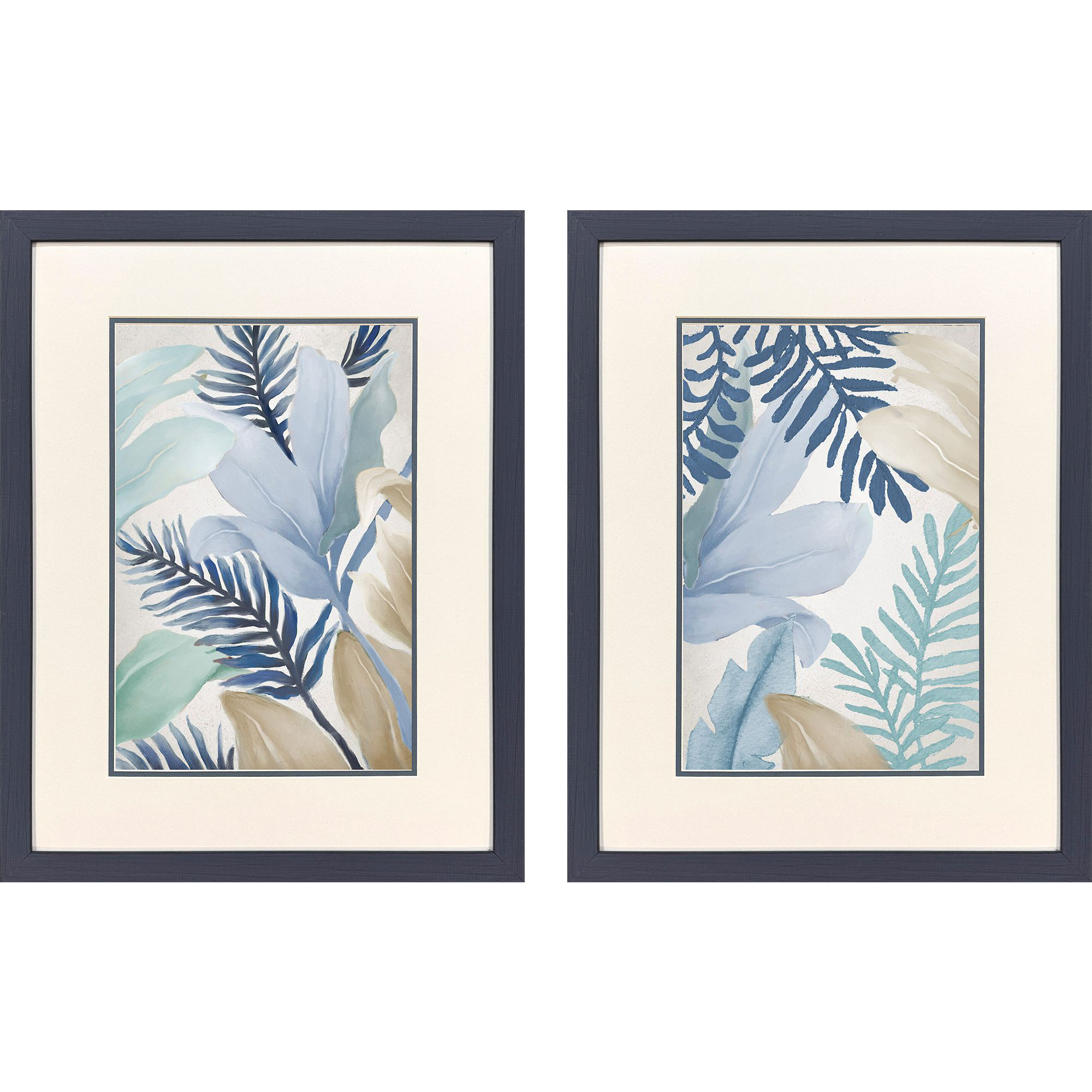 Blue Coastal Blue and Beige and Green and Multi Framed Art, Propac