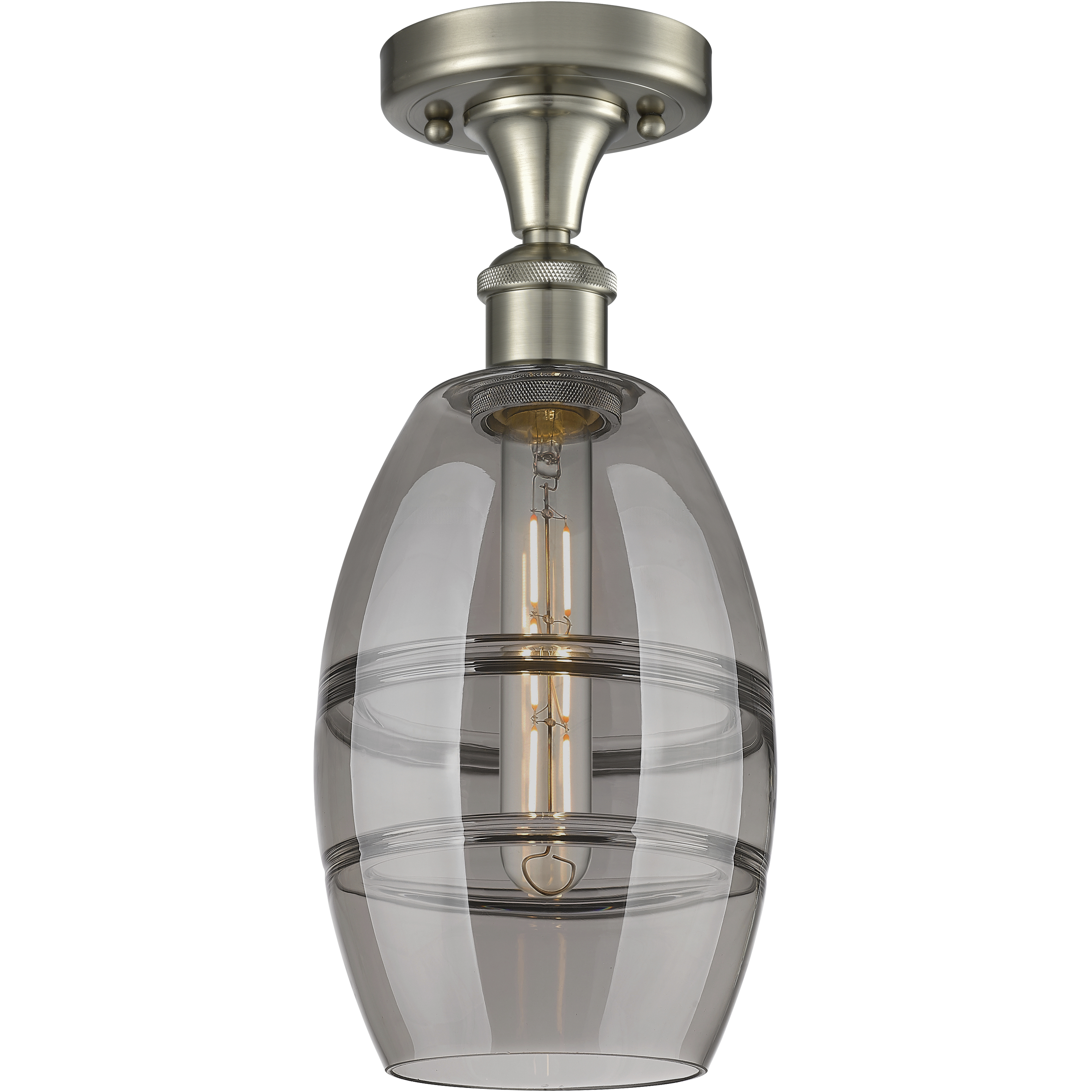 Edison Vaz 1 Light 5.88 inch Brushed Satin Nickel Semi-Flush Mount Ceiling Light