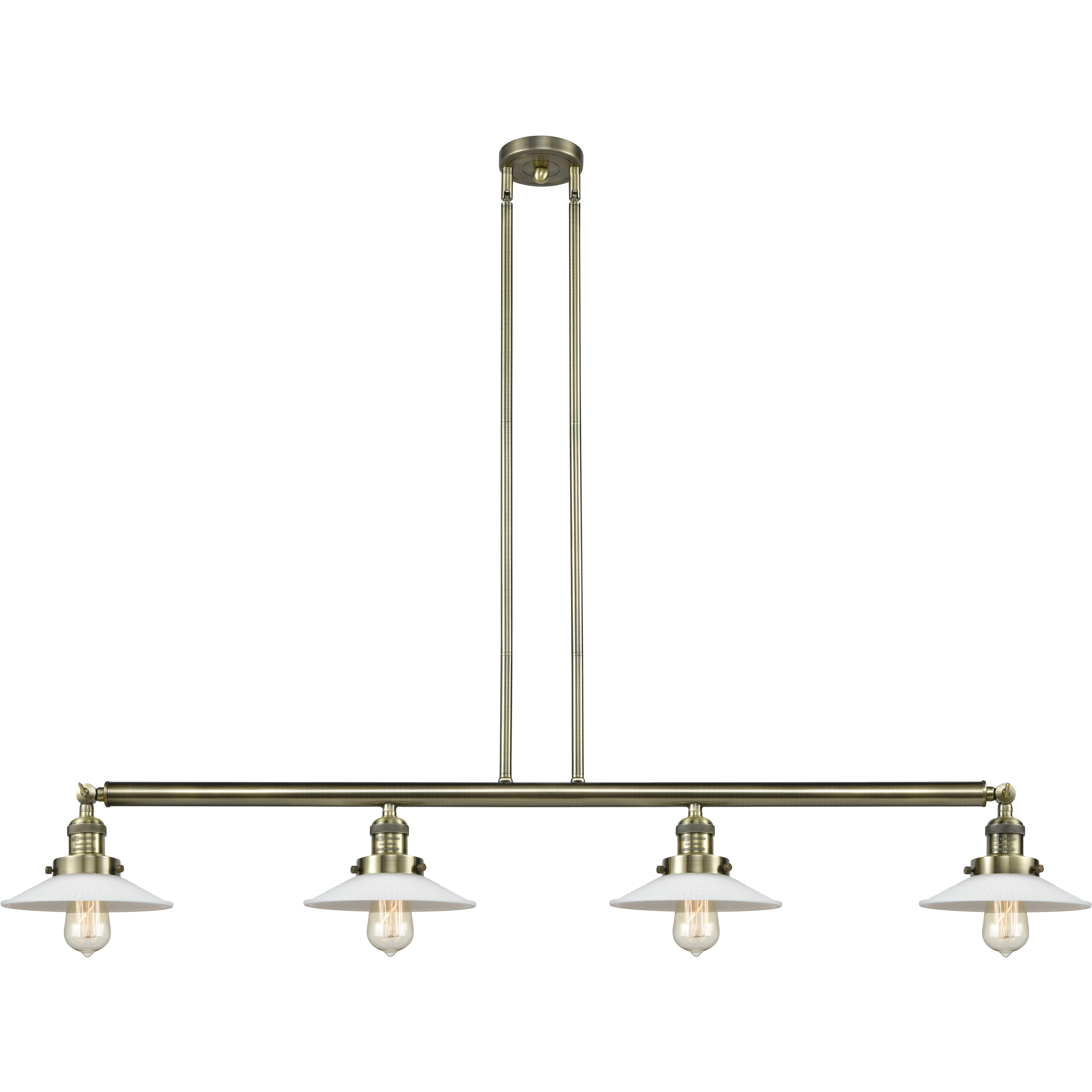 Franklin Restoration Halophane LED 53.13 inch Antique Brass Island Light Ceiling Light in Matte White Halophane Glass, Franklin Restoration