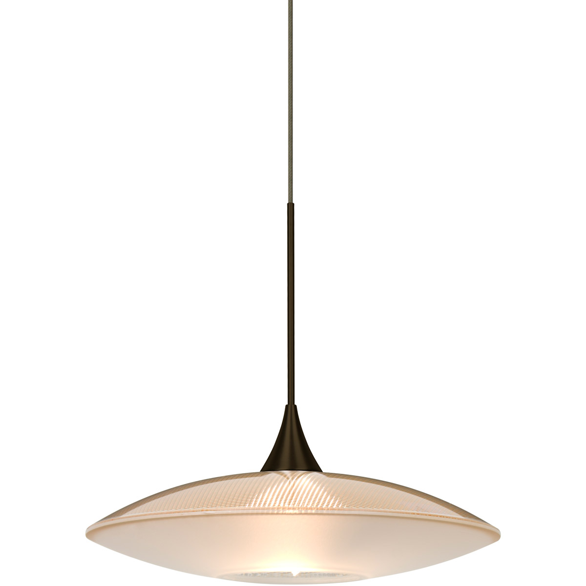 Spazio 1 Light Bronze Cord Pendant Ceiling Light in Incandescent, Frost Glass