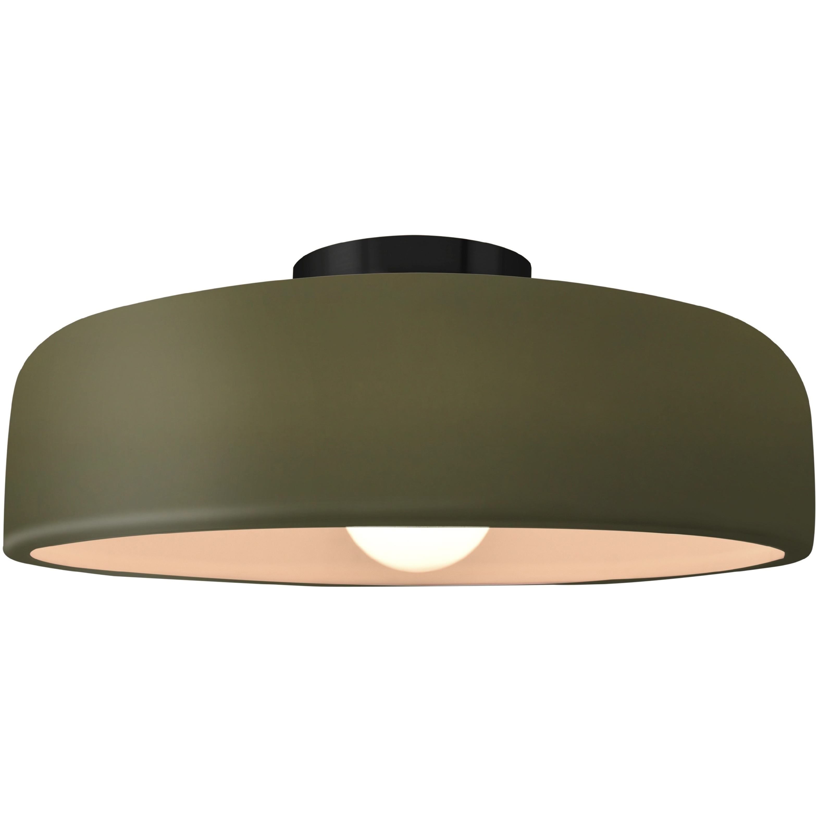 Radiance Collection - Spire LED 16 inch Matte Green and Matte Black Semi-Flush Ceiling Light in Dedicated LED, 16W x 6.5H, Form+Finish+Function