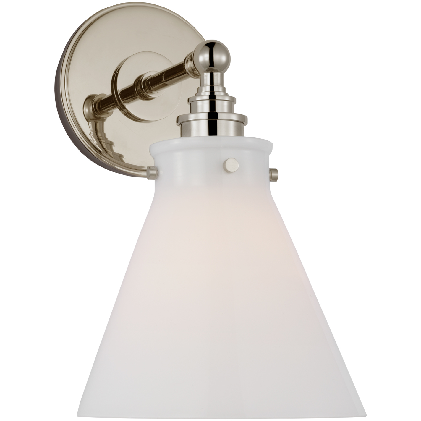 Visual Comfort Signature Collection Chapman & Myers Parkington LED 7.25 inch Polished Nickel Single Bath Wall Light in White Glass, Small CHD2527PN-WG - Open Box