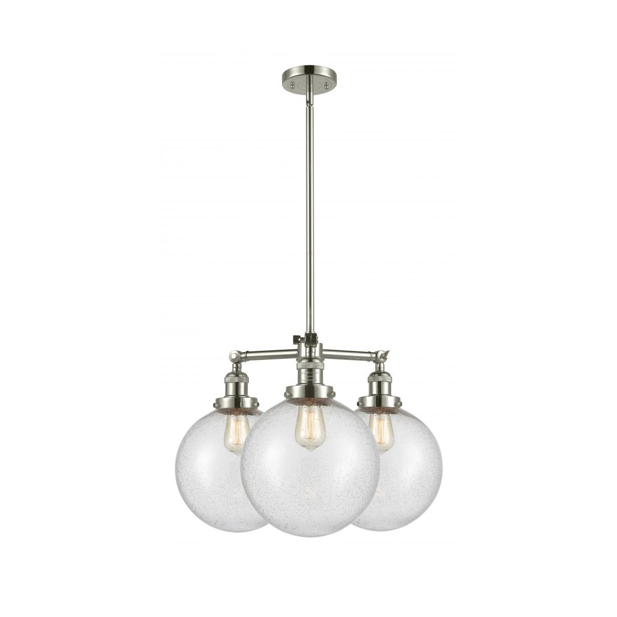 Franklin Restoration X-Large Beacon LED 24 inch Polished Nickel Chandelier Ceiling Light in Seedy Glass, Franklin Restoration