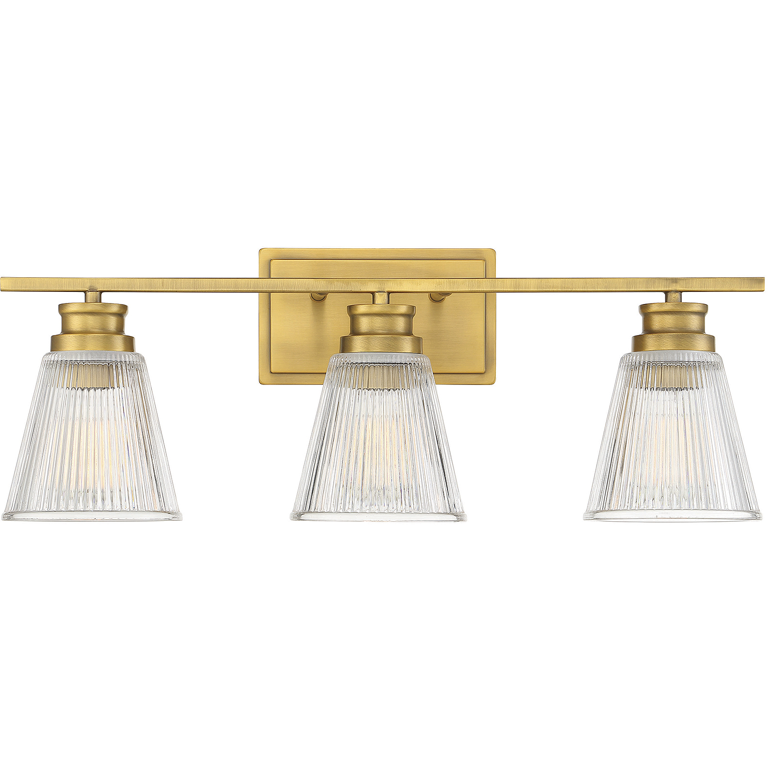 Transitional 3 Light 24 inch Natural Brass Vanity Light Wall Light