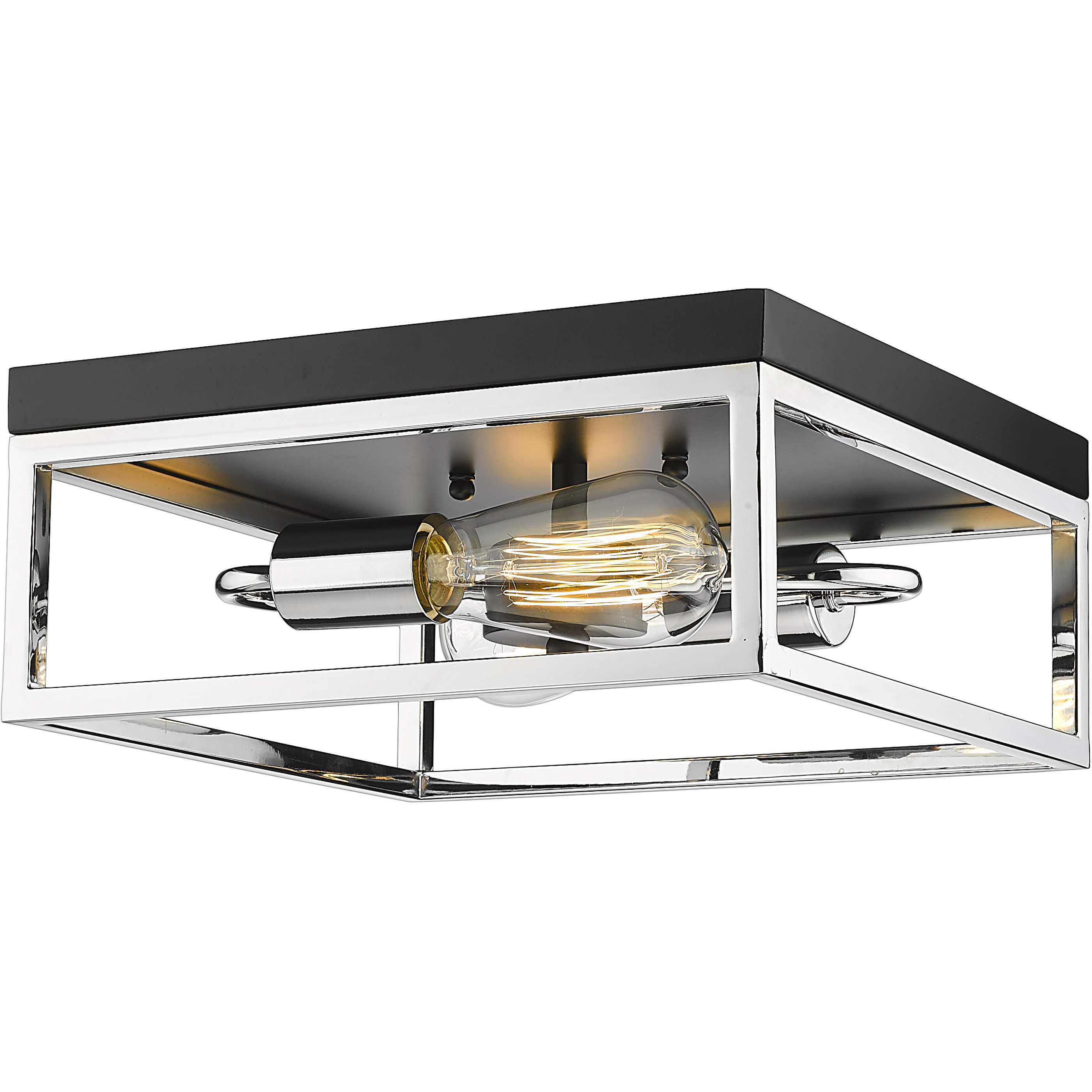 Canada 2 Light 12 inch Black and Chrome Flush Mount Ceiling Light