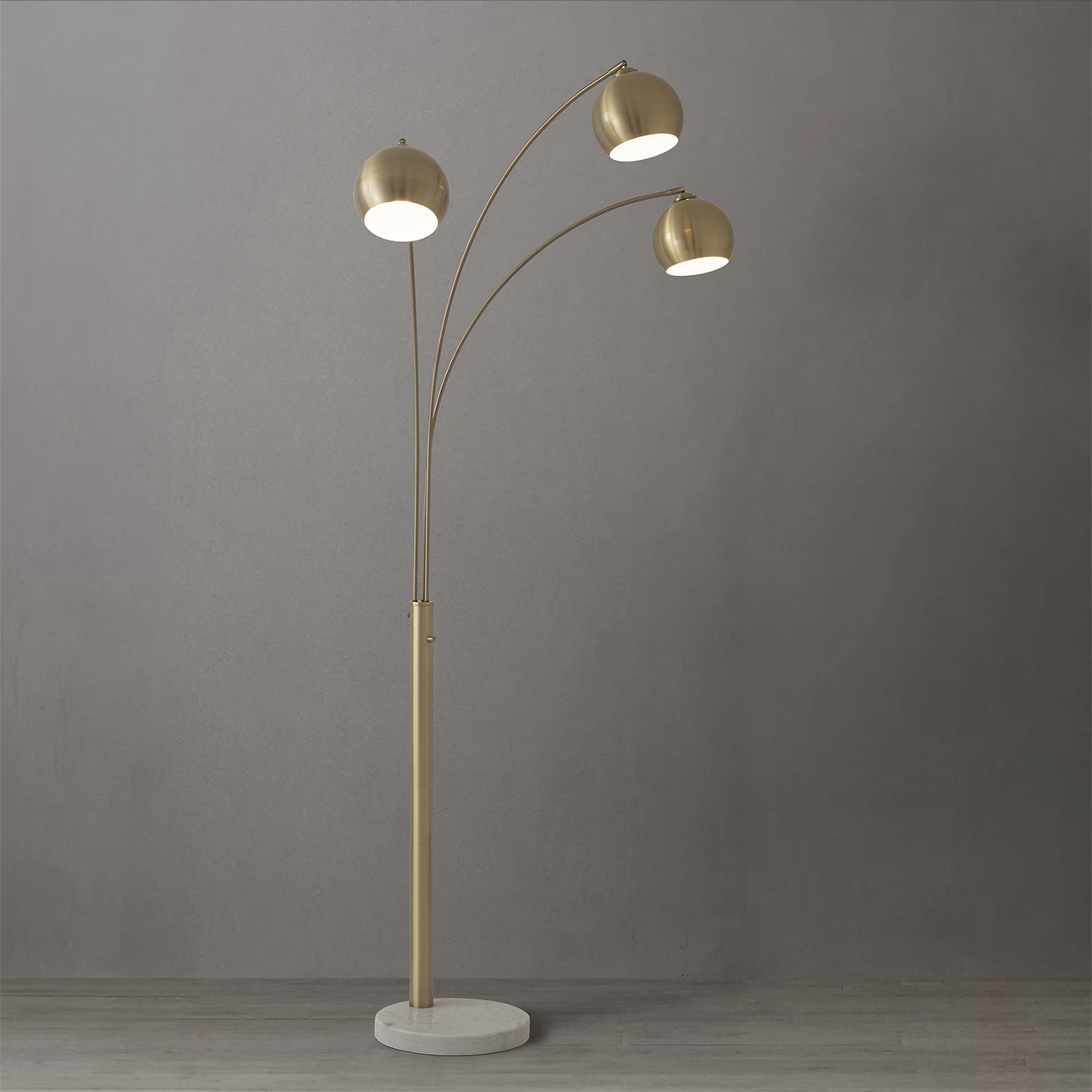 Triplet 89.5 inch 9 watt Weathered Brass Arc Floor Lamp Portable Light