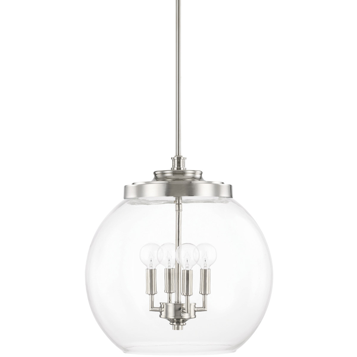 Mid Century 4 Light 15.5 inch Polished Nickel Pendant Ceiling Light