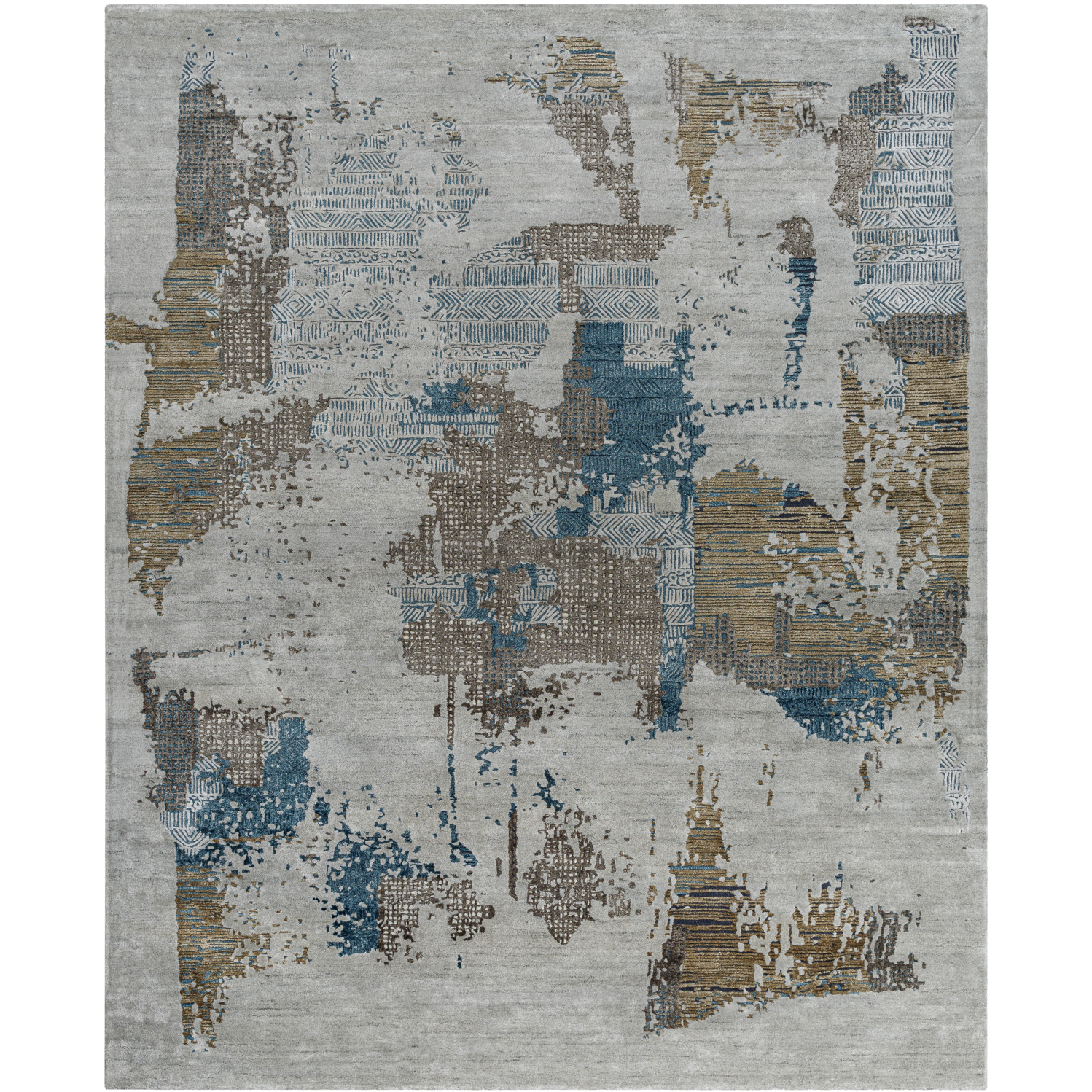 Opulence 96 X 30 inch Metallic - Silver/Sage/Nickel/Lunar Green Handmade Rug in 2.5 x 8