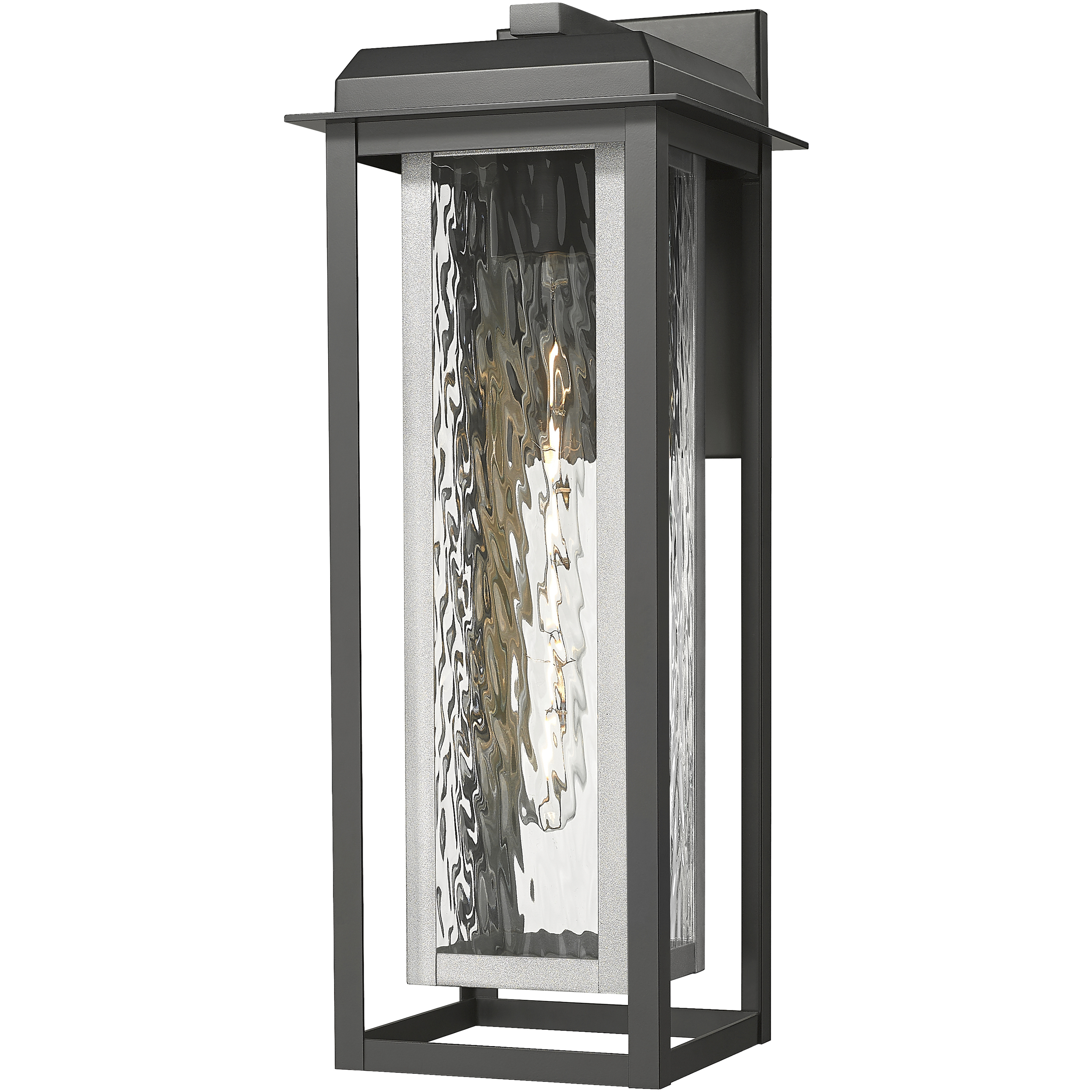 Mansfield 1 Light 20 inch Matte Black with Silver Outdoor Sconce in Waterglass