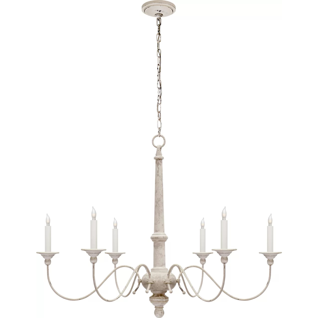 Country Chandelier 6 Light 36.5 inch Belgian White Chandelier Ceiling Light, Small