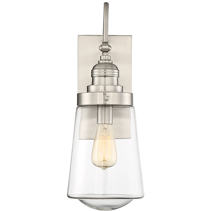 Macauley Outdoor Wall Lantern in Satin Nickel