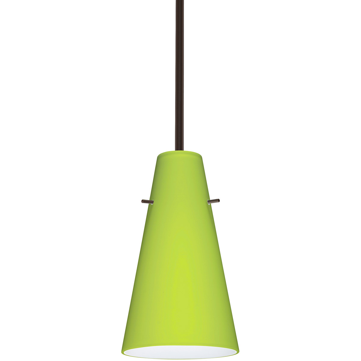 Cierro 1 Light Bronze Stem Pendant Ceiling Light in Incandescent, Chartreuse Glass