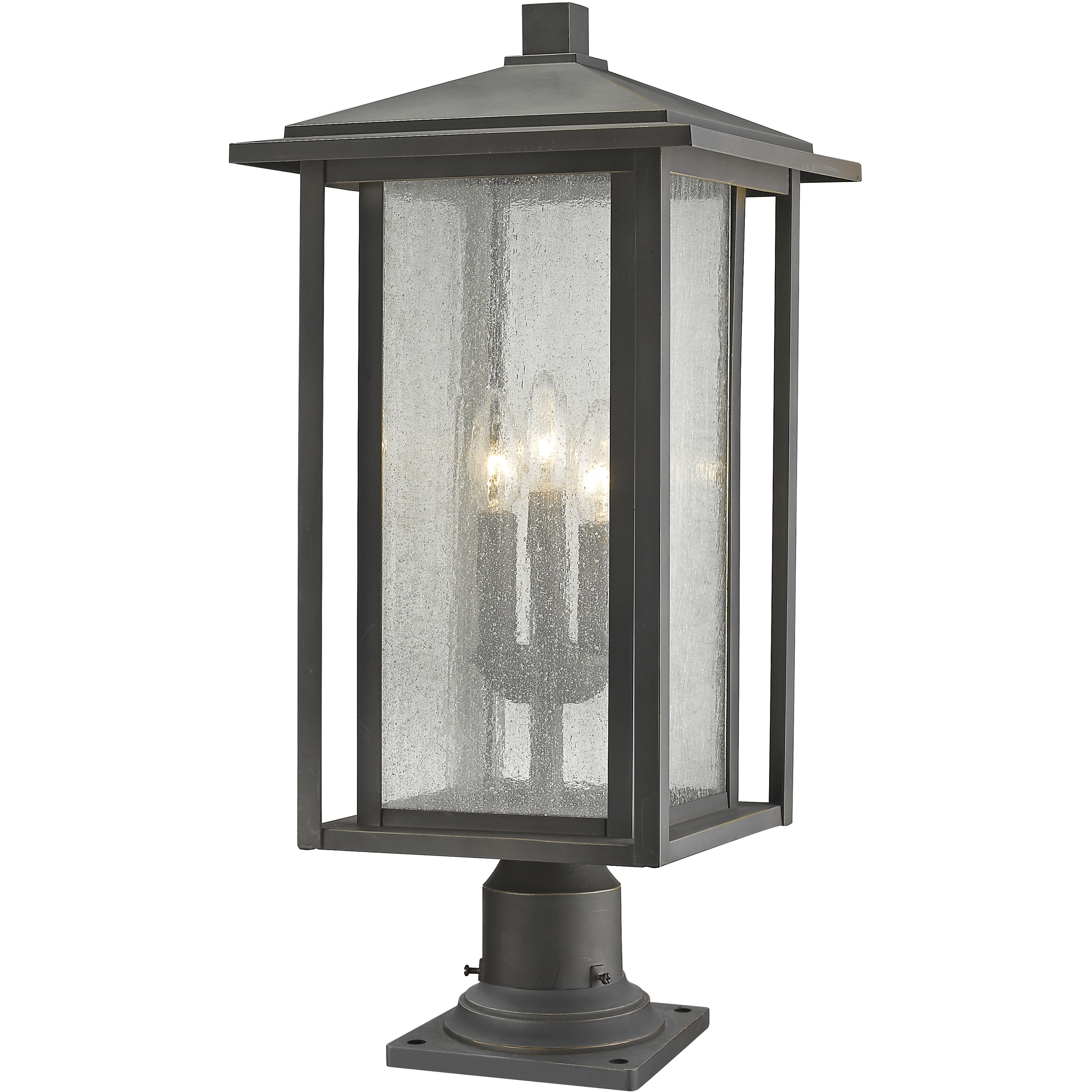 Aspen 3 Light 24.5 inch Oil Rubbed Bronze Outdoor Pier Mounted Fixture