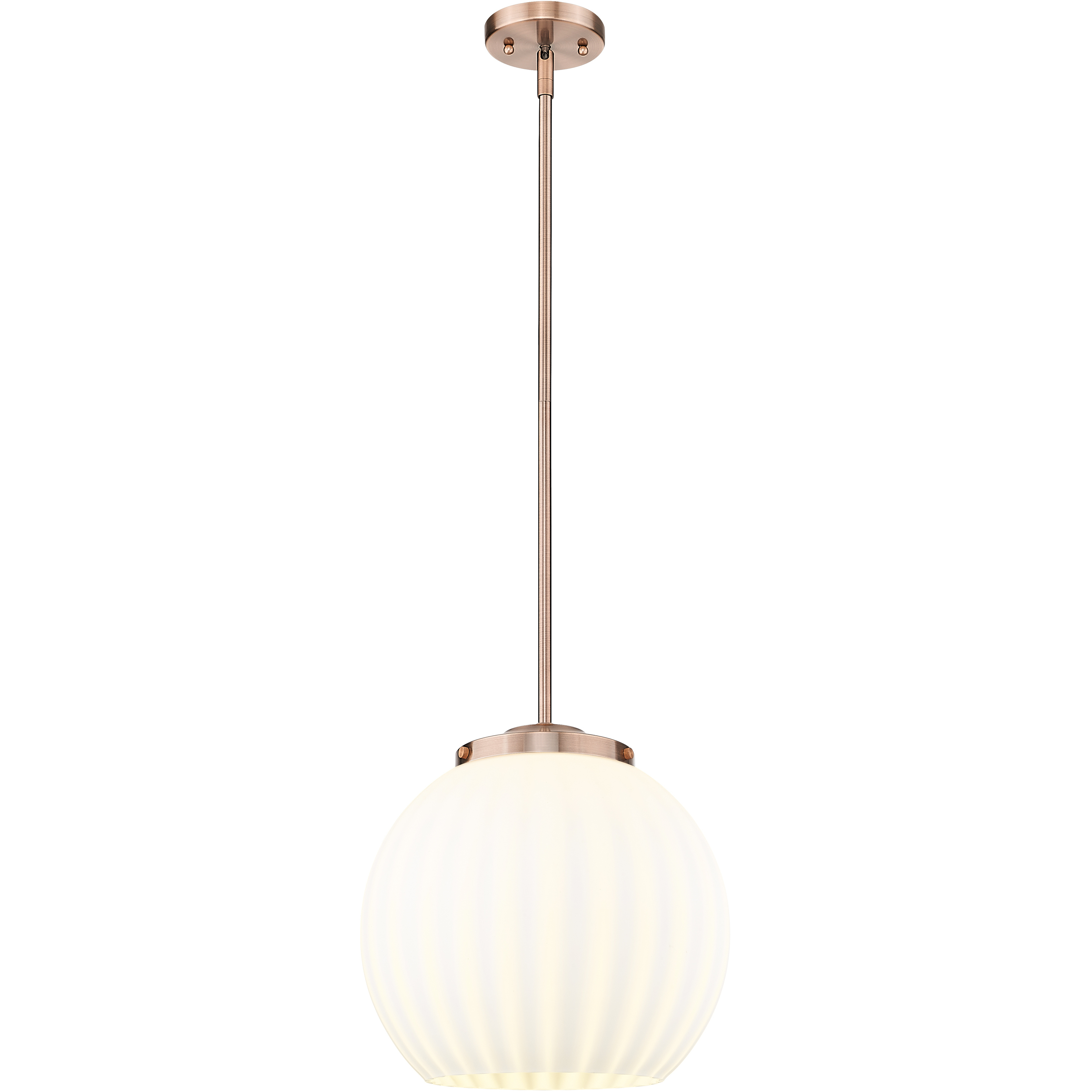 Franklin Restoration White Venetian 1 Light 13.75 inch Antique Copper Stem Hung Pendant Ceiling Light