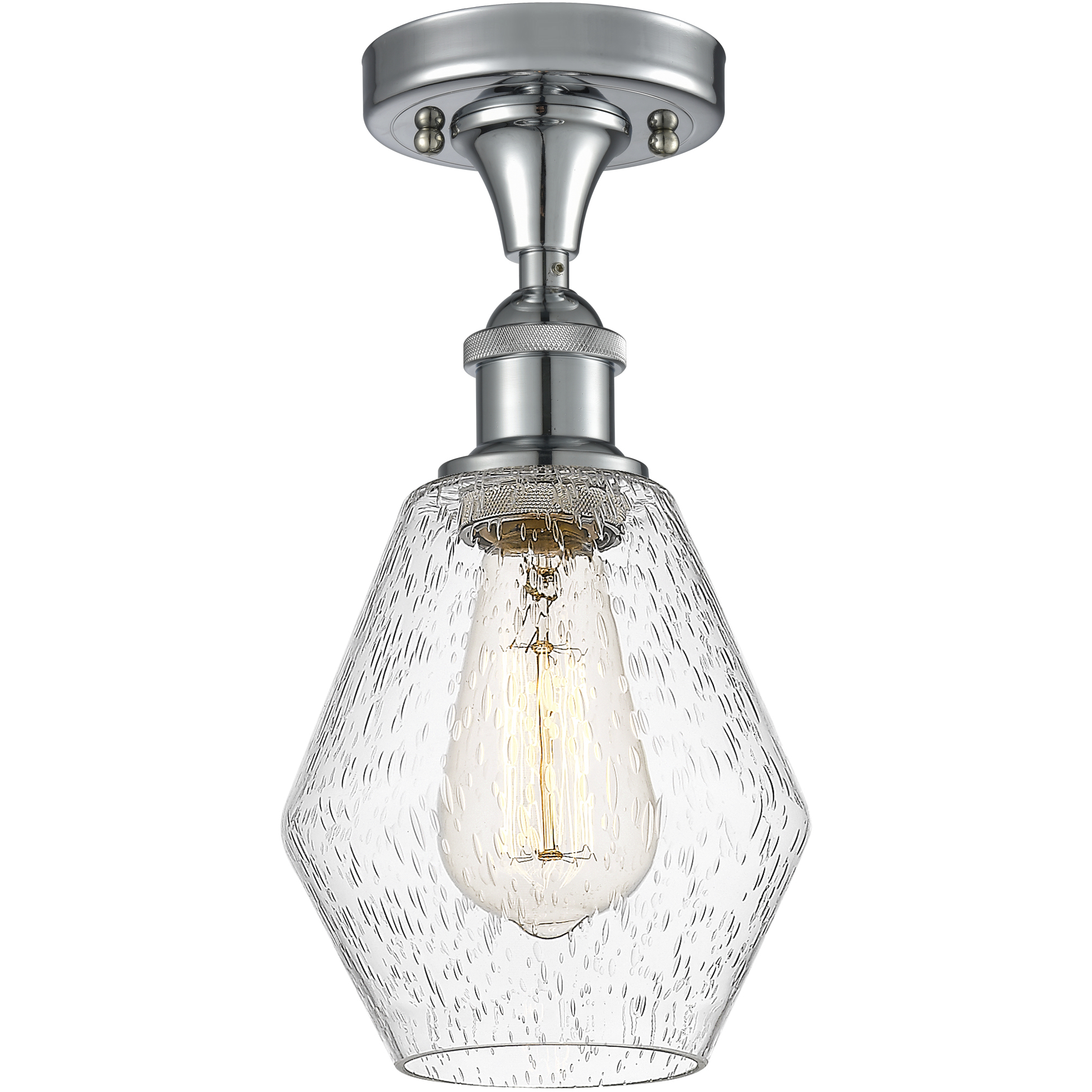 Edison Cindyrella 1 Light 6 inch Polished Chrome Semi-Flush Mount Ceiling Light in Seedy Glass