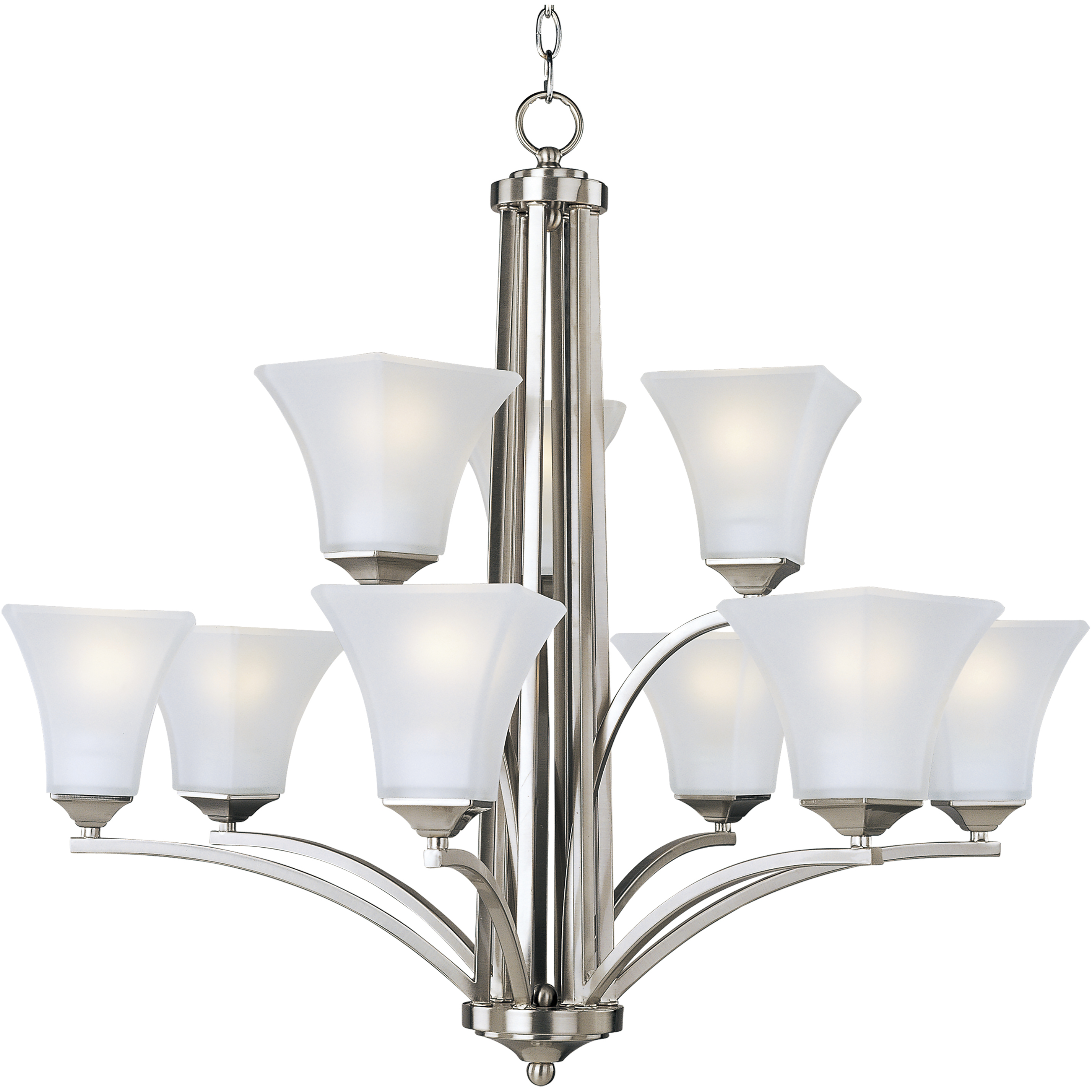 Aurora 9 Light 31.5 inch Satin Nickel Multi-Tier Chandelier Ceiling Light