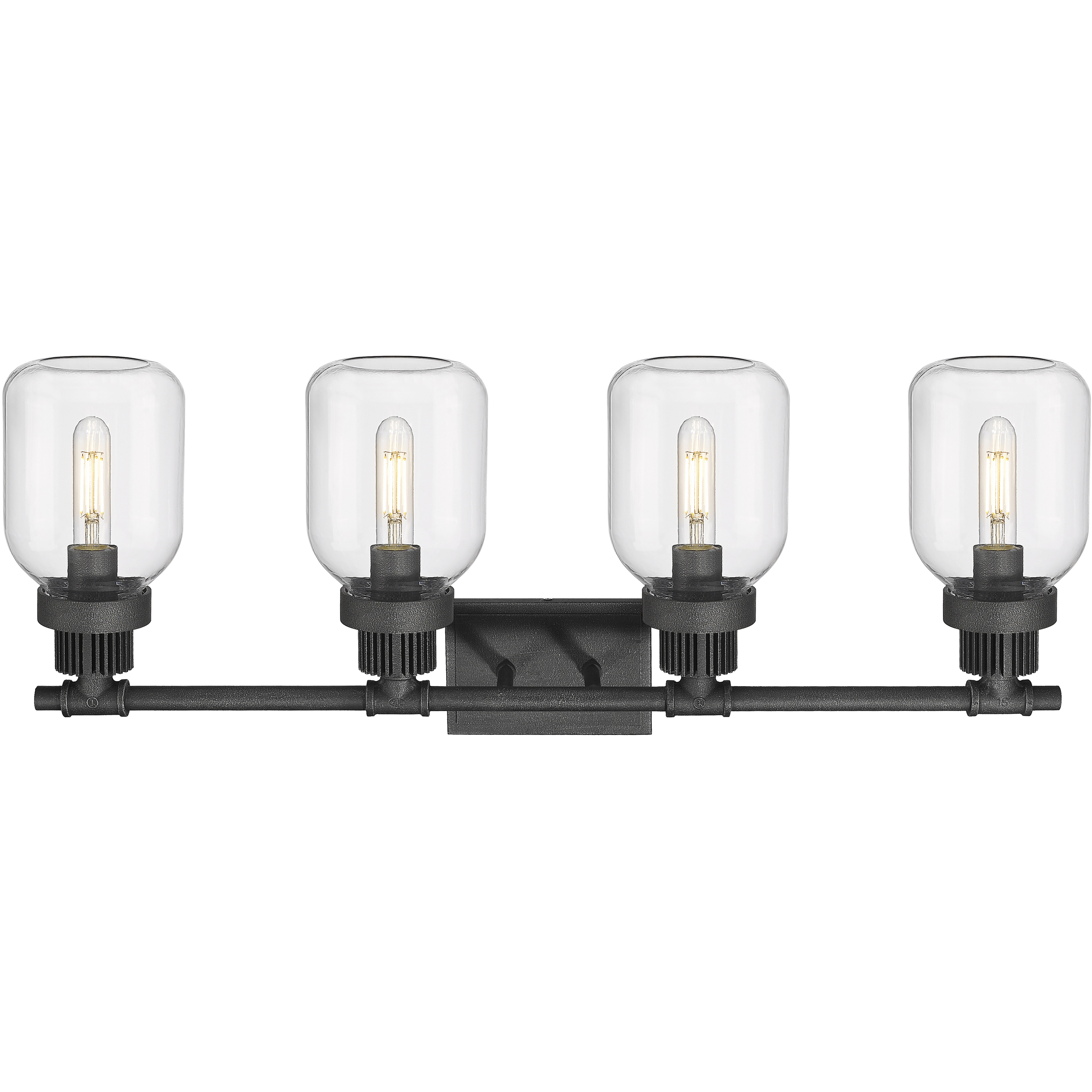 Somers 4 Light 33.25 inch Weathered Zinc Bath Vanity Light Wall Light in Clear Glass