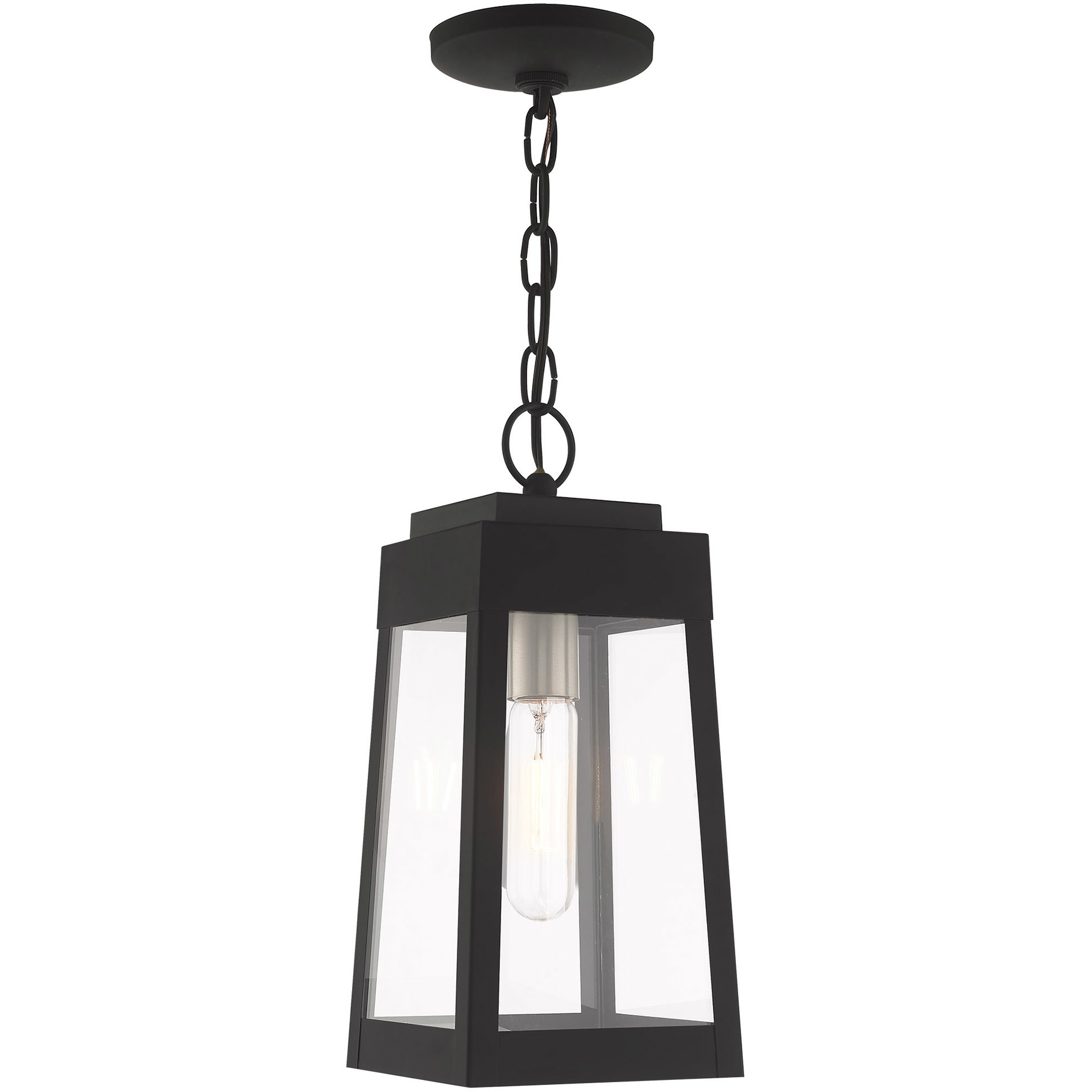 Oslo 1 Light 6.25 inch Black with Brushed Nickel Finish Candle Small Outdoor Pendant Lantern