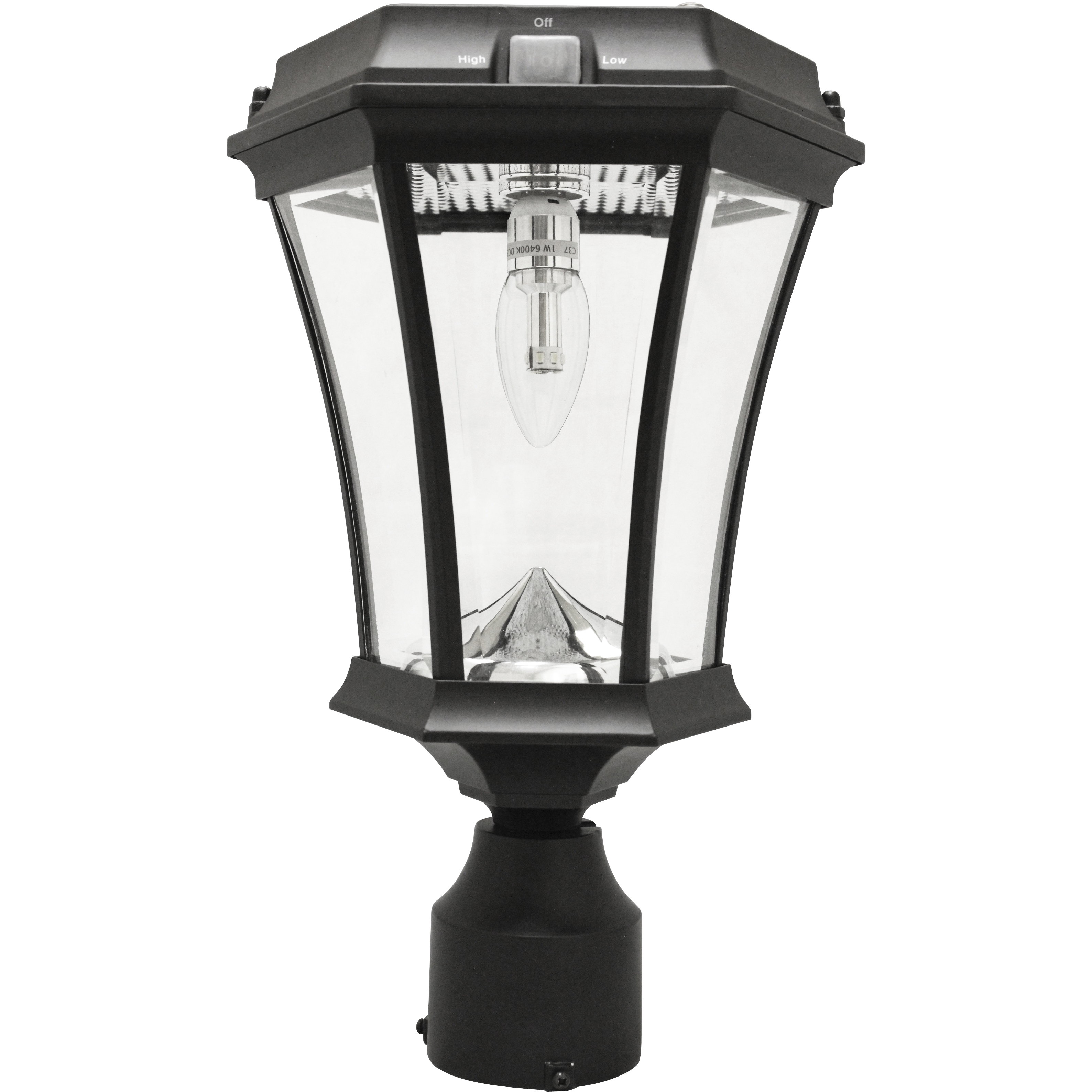 Victorian LED 15 inch Black Outdoor Post Light, Solar