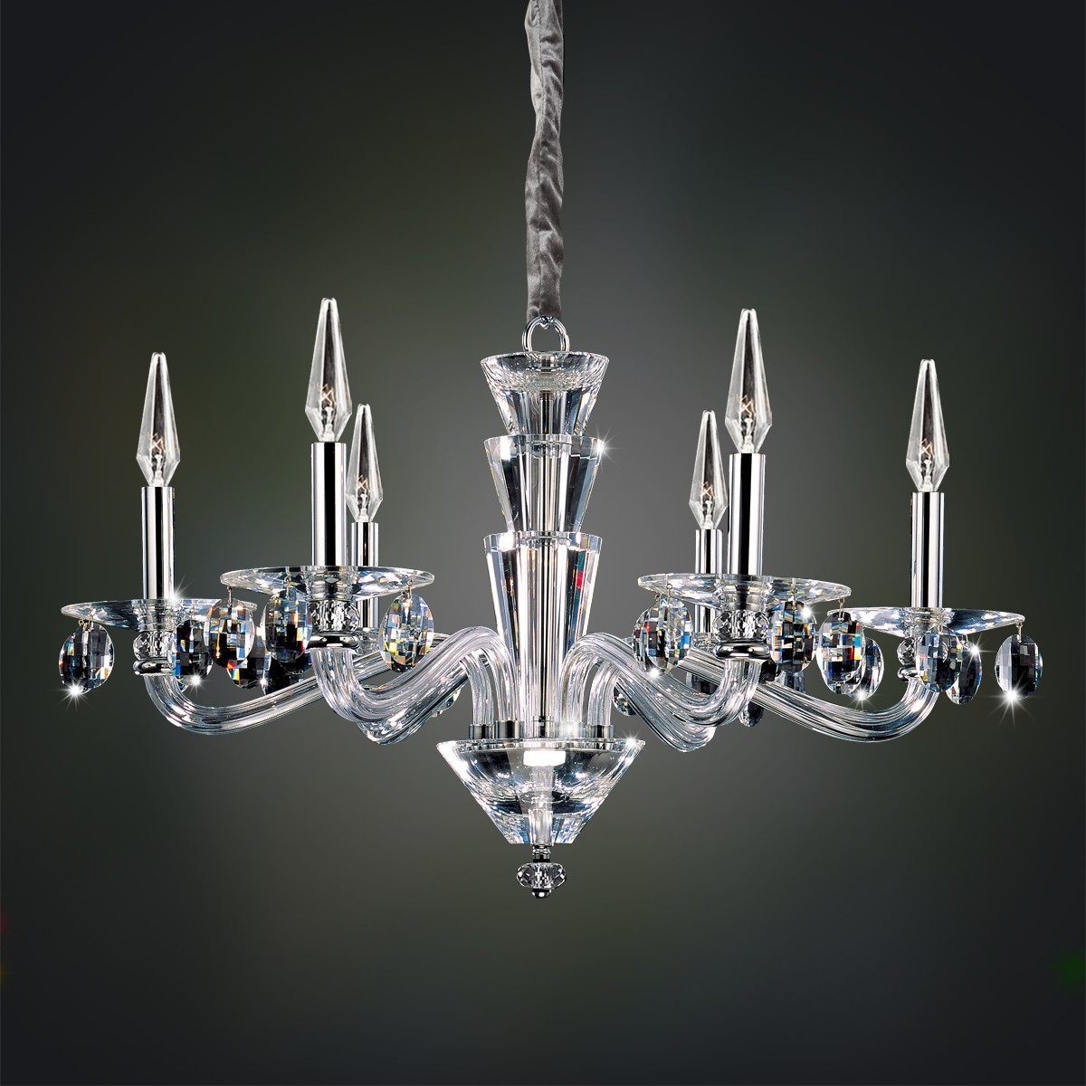 Fanshawe 6 Light 29.5 inch Chrome Chandelier Ceiling Light in Firenze Clear