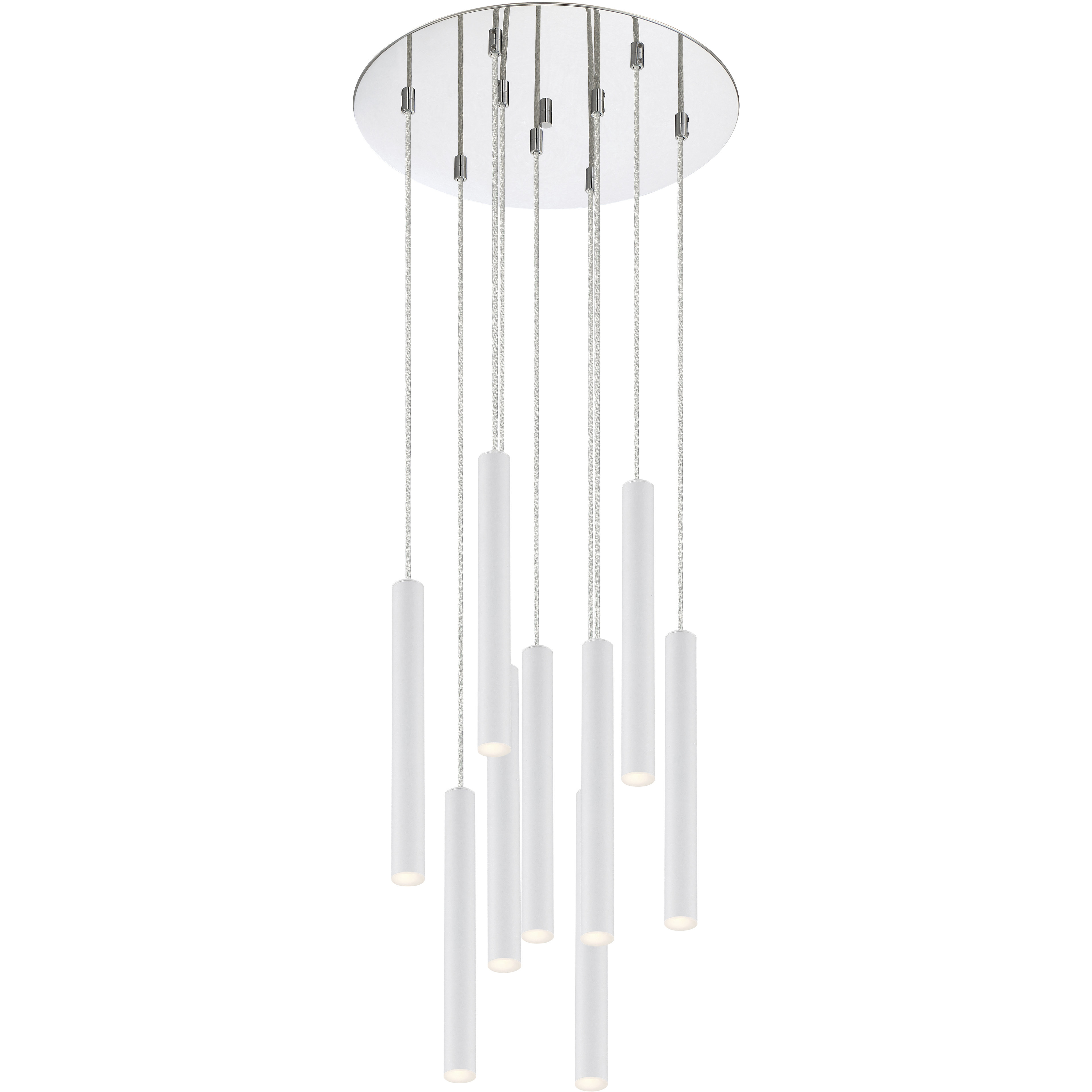 Forest LED 16 inch Chrome Chandelier Ceiling Light in Matte White Steel