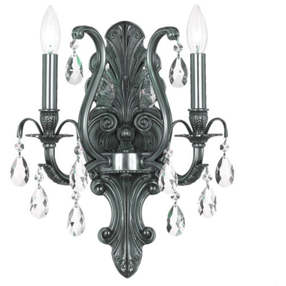 Dawson Sconce Wall Light in Clear Hand Cut, Pewter