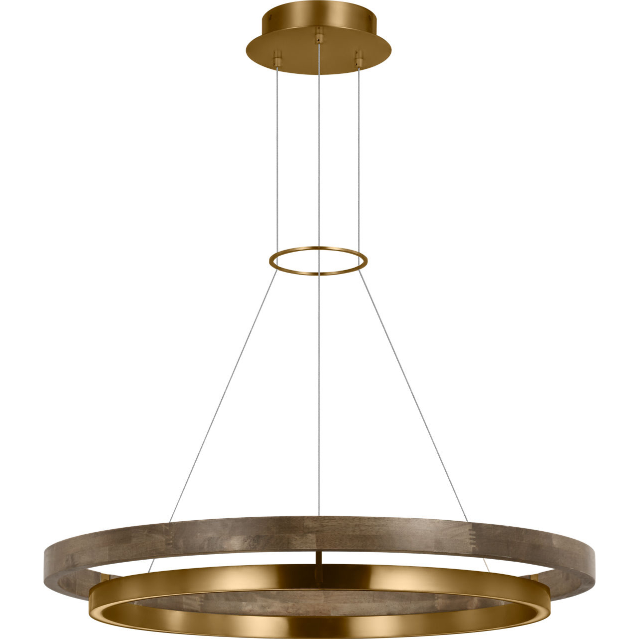 Sean Lavin Grace LED 35.8 inch Natural Brass/Weathered Oak Chandelier Ceiling Light