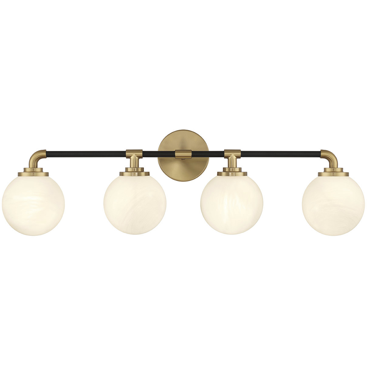 Dresden 4 Light 33 inch Matte Black with Warm Brass Accents Bathroom Vanity Light Wall Light, Lighting One