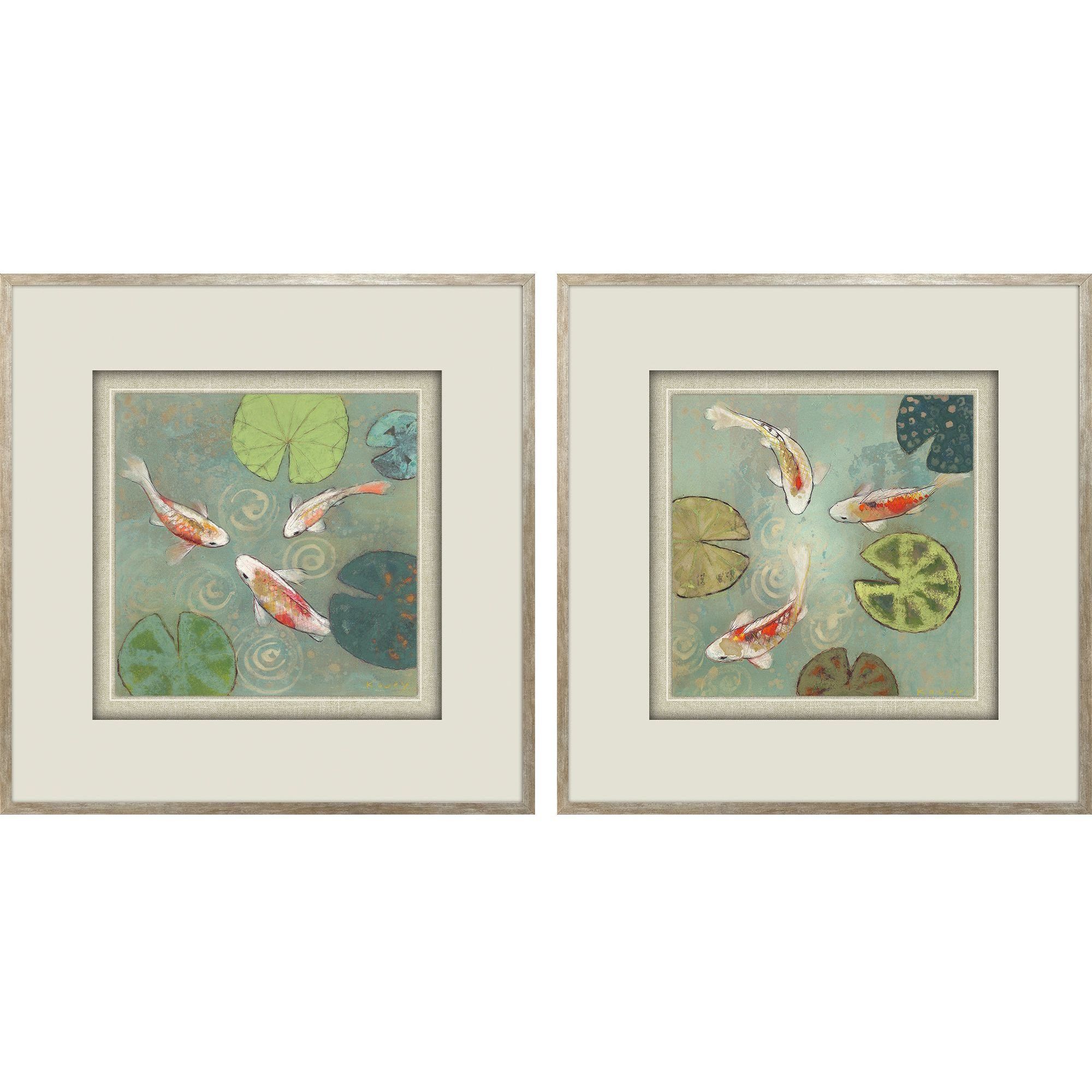 Floating Motion Blue and Orange and Turquoise and White Framed Art