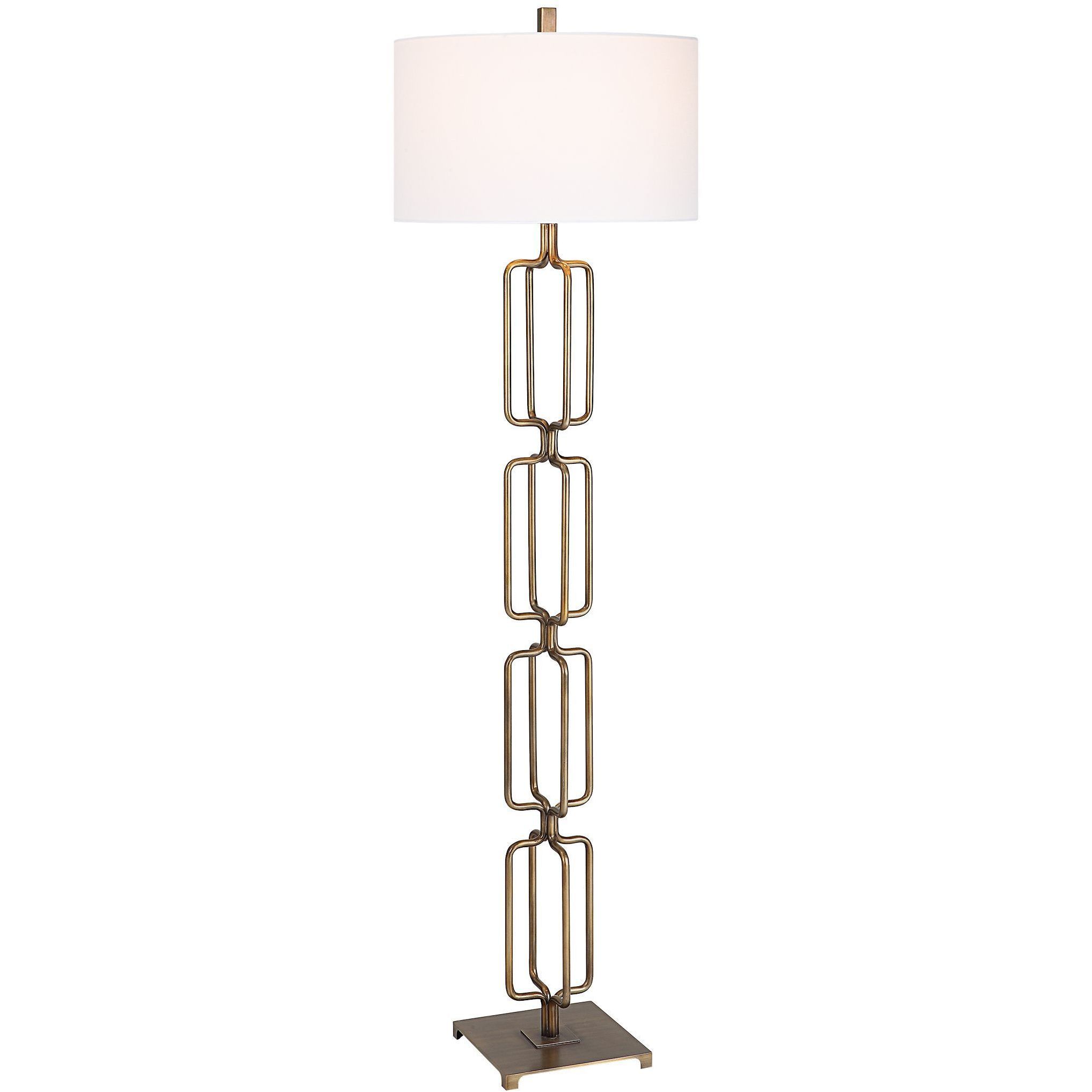 Link 67 inch 150.00 watt Antique Brushed Gold Floor Lamp Portable Light