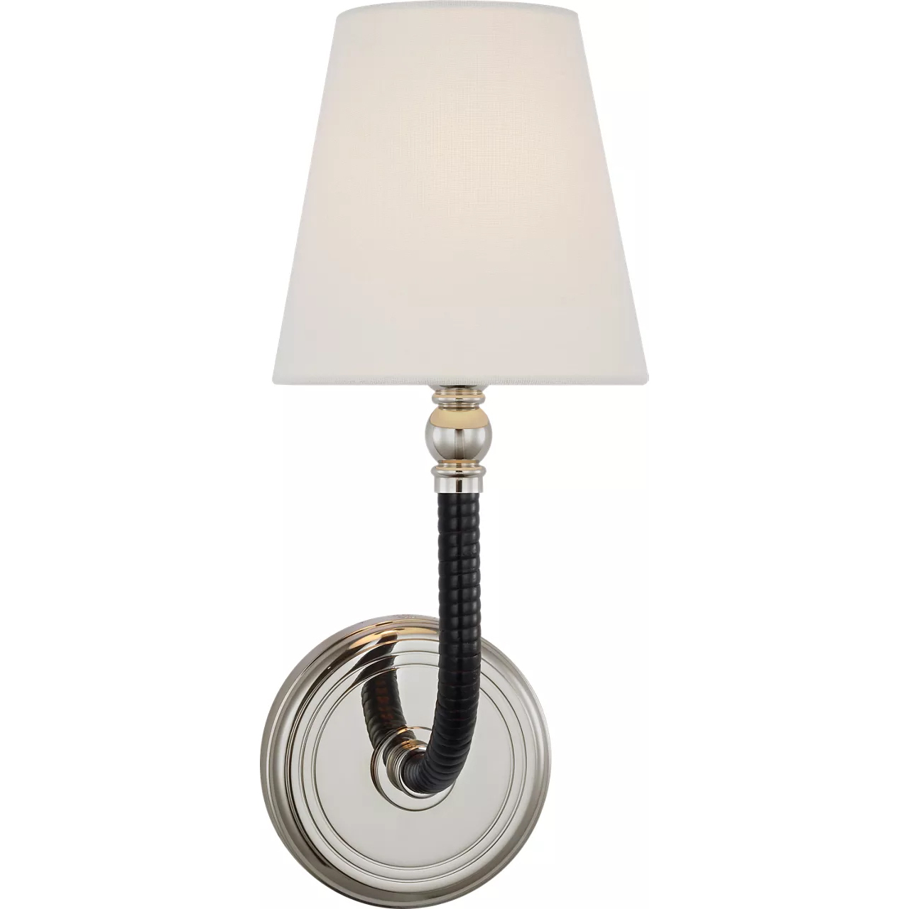 Chapman & Myers Basden LED 5.5 inch Polished Nickel and Black Rattan Sconce Wall Light, Medium