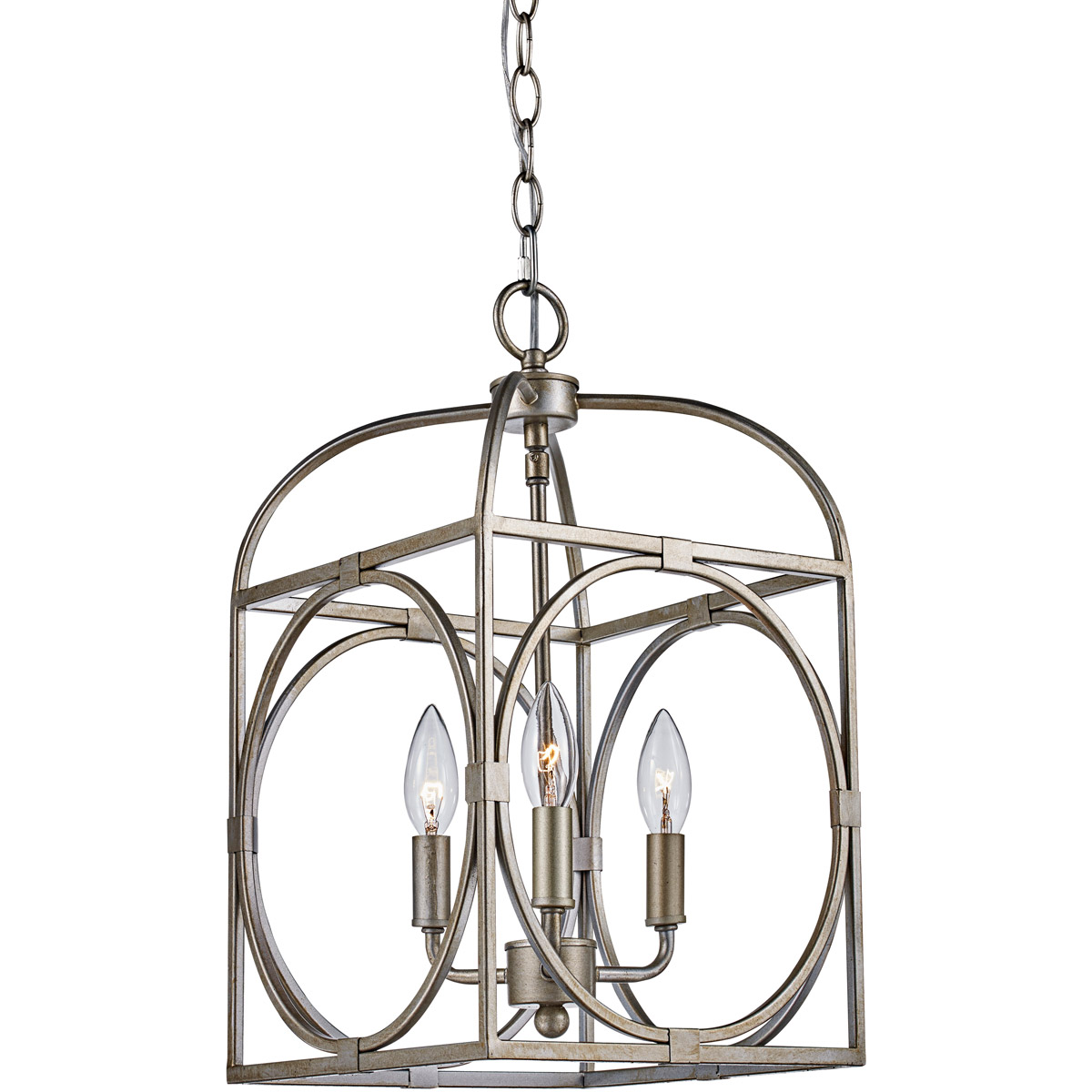Academy 3 Light 10 inch Antique Silver Leaf Pendant Ceiling Light