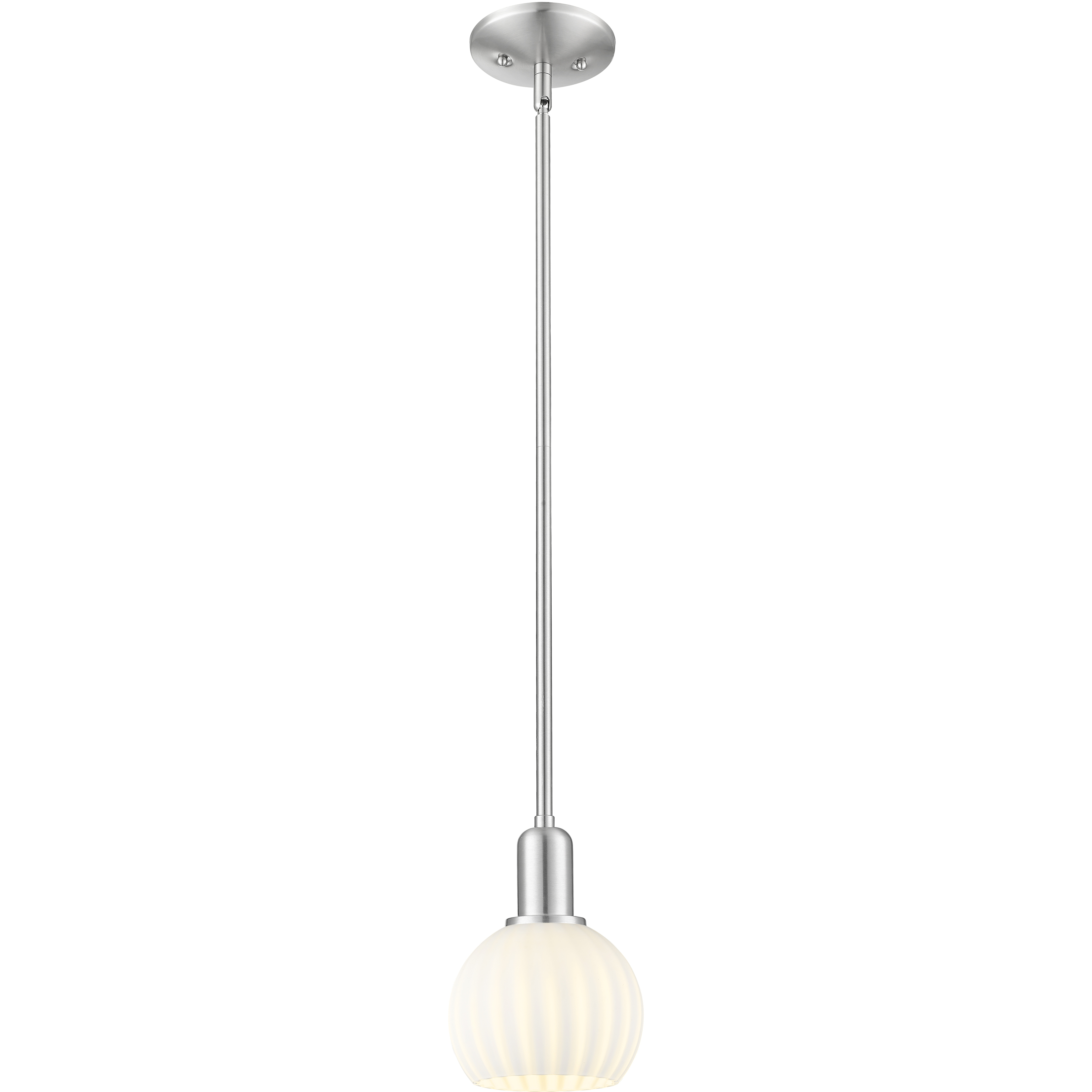 Arcadia White Venetian 1 Light 6 inch Brushed Satin Nickel Mini Pendant Ceiling Light